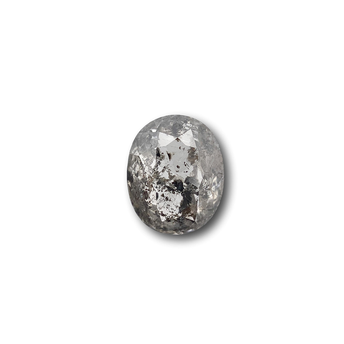 1.11ct | Salt &amp; Pepper Oval Shape Rose Cut Diamond - Modern Rustic Diamond