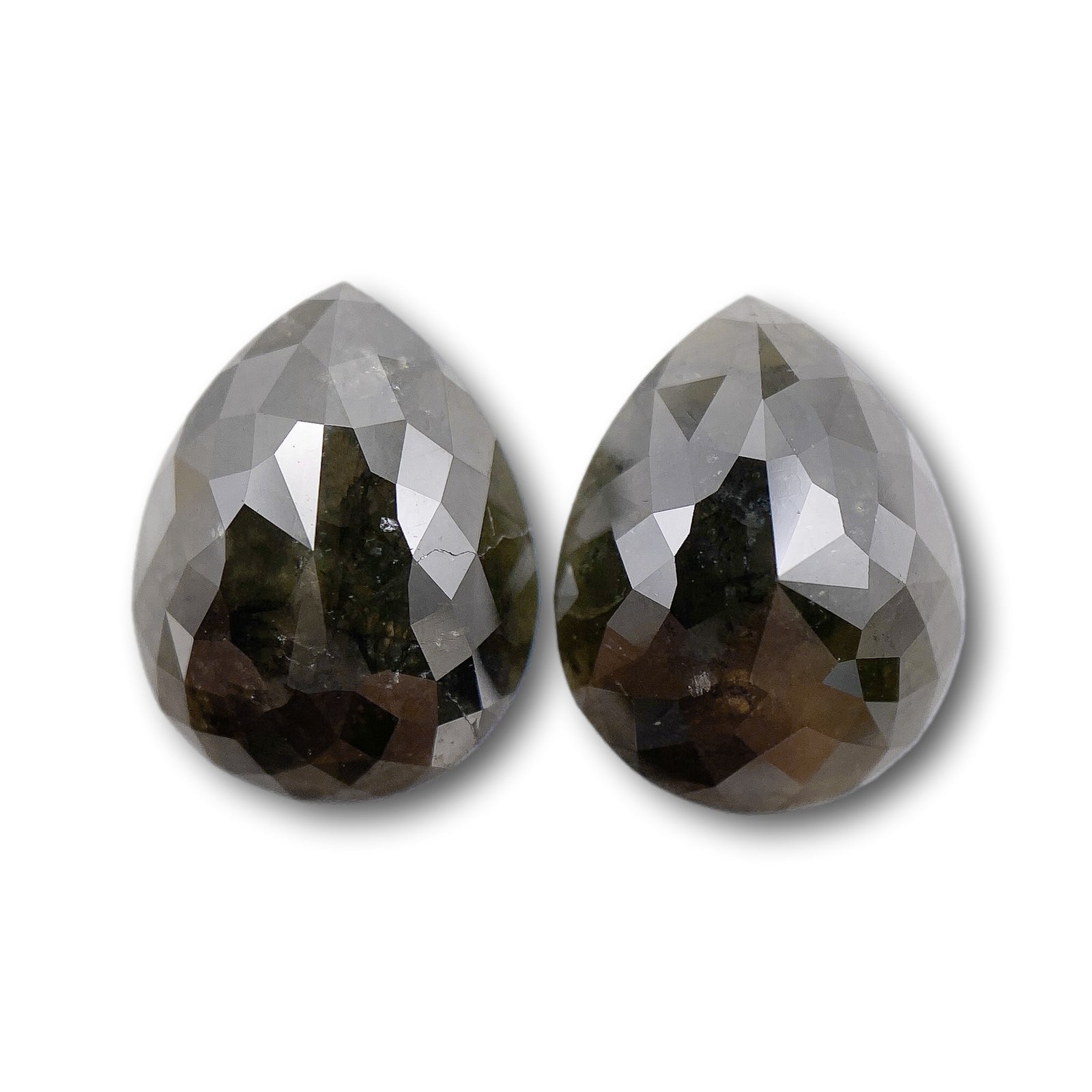 5.66cttw | Rustic  Pear Shape Rose Cut Diamond Matched Pair - Modern Rustic Diamond