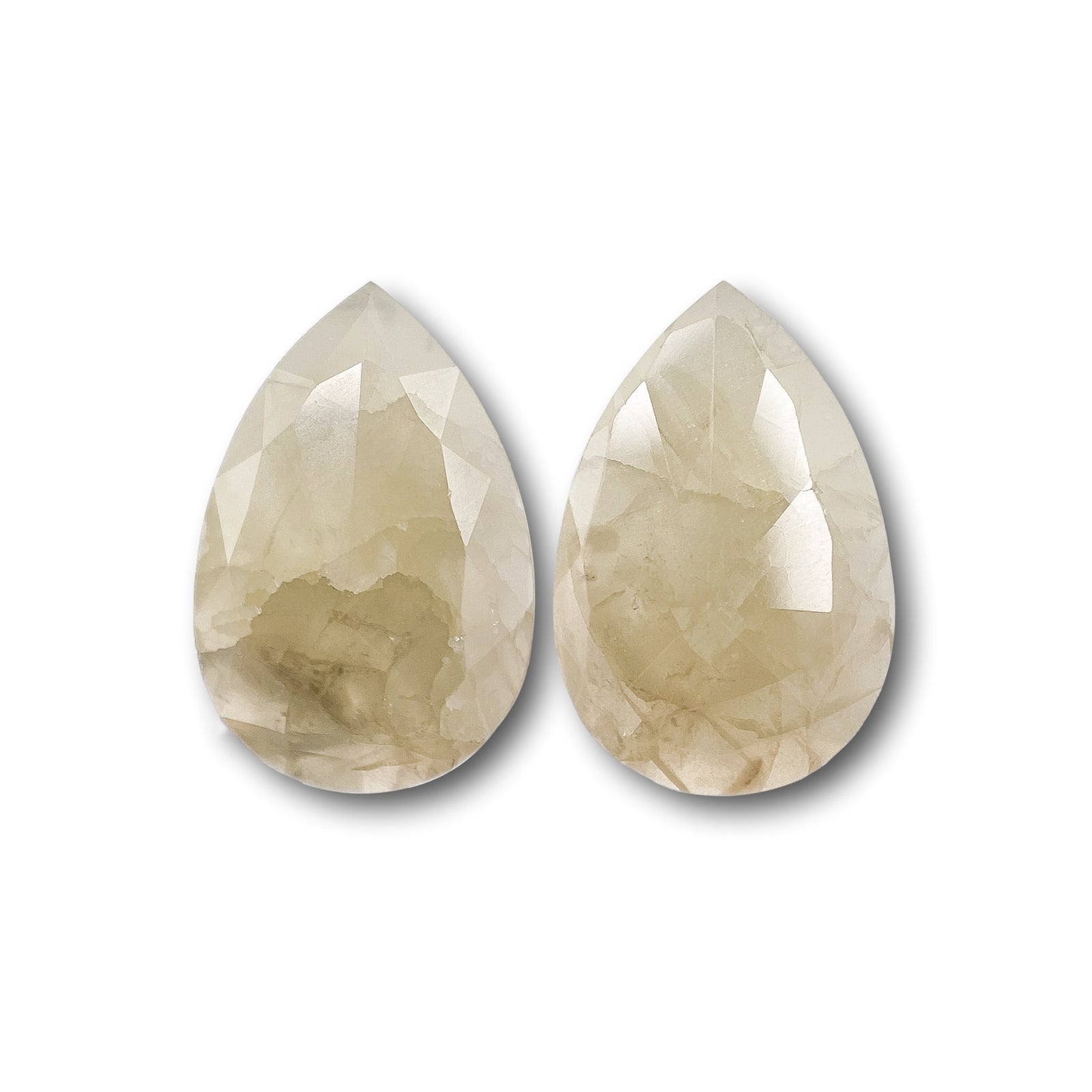 1.83cttw | Rustic  Pear Shape Rose Cut Diamond Matched Pair - Modern Rustic Diamond