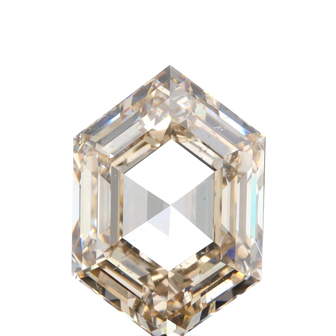2.45ct | Champagne VS Hexagon Shape Step Cut Diamond - Modern Rustic Diamond