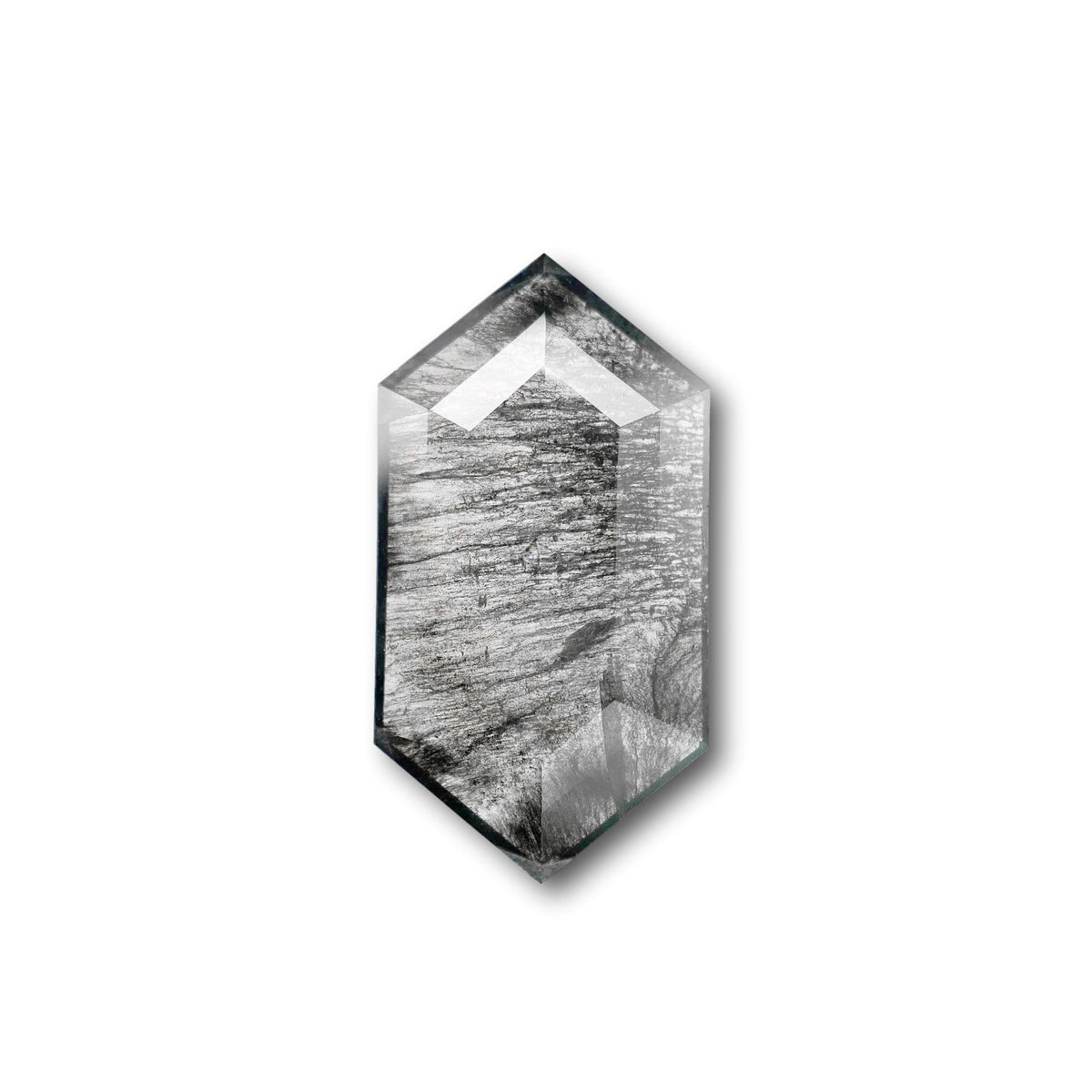 4.63ct | Salt &amp; Pepper Hexagon Shape Step Cut Diamond - Modern Rustic Diamond