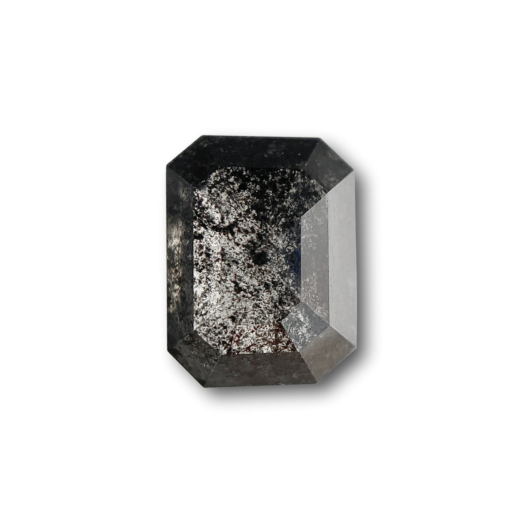 1.09ct | Salt & Pepper Emerald Shape Rose Cut Diamond - Modern Rustic Diamond