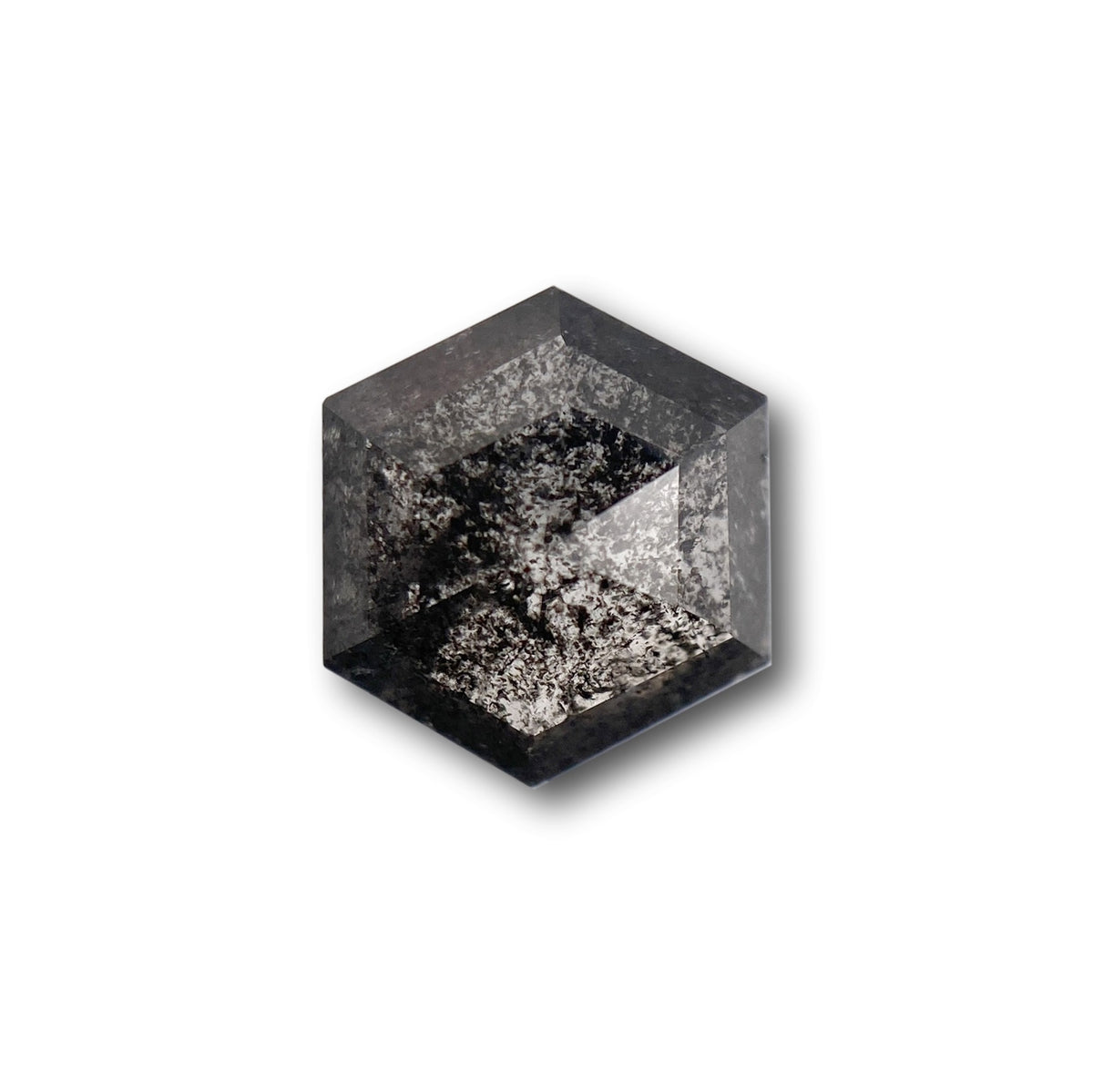 0.88ct | Salt &amp; Pepper Hexagon Shape Rose Cut Diamond - Modern Rustic Diamond