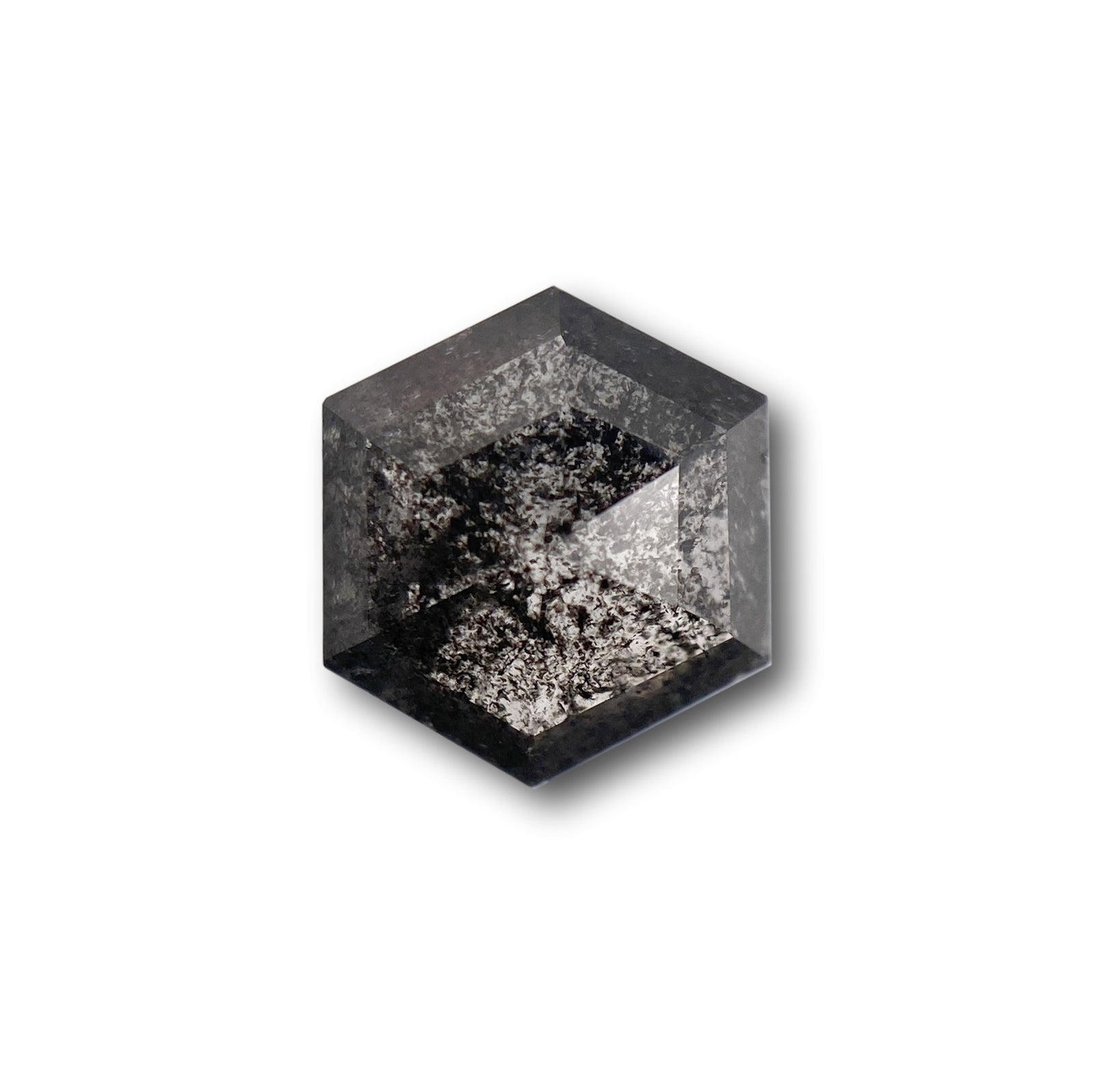 0.88ct | Salt & Pepper Hexagon Shape Rose Cut Diamond - Modern Rustic Diamond