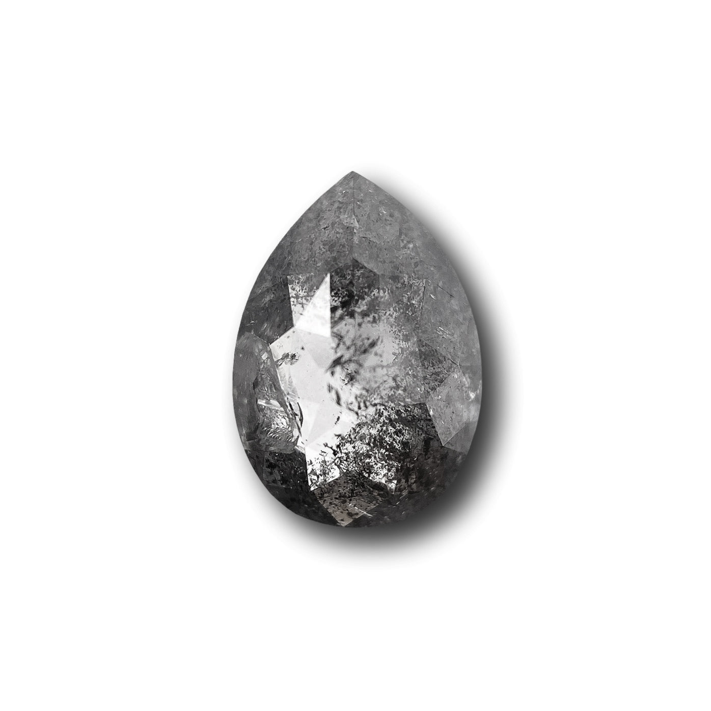 0.89ct | Salt & Pepper Pear Shape Rose Cut Diamond - Modern Rustic Diamond