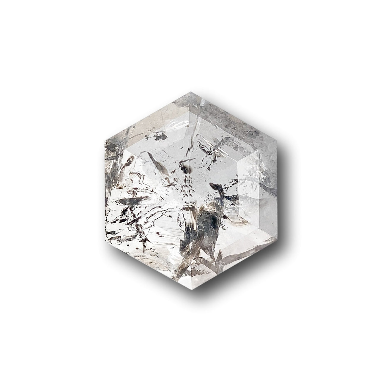 1.04ct | Salt & Pepper Hexagon Shape Rose Cut Diamond - Modern Rustic Diamond