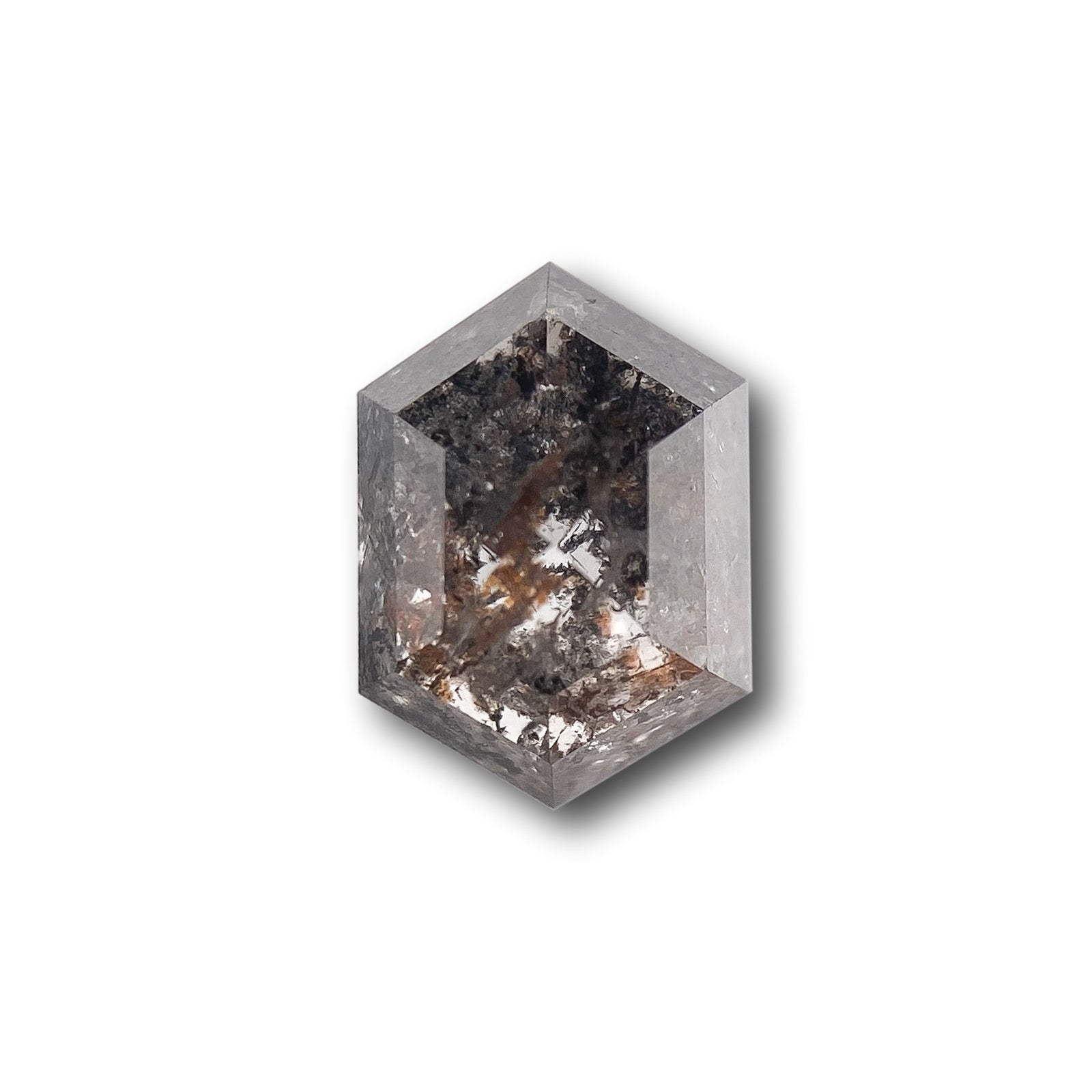 0.96ct | Salt & Pepper Hexagon Shape Rose Cut Diamond - Modern Rustic Diamond