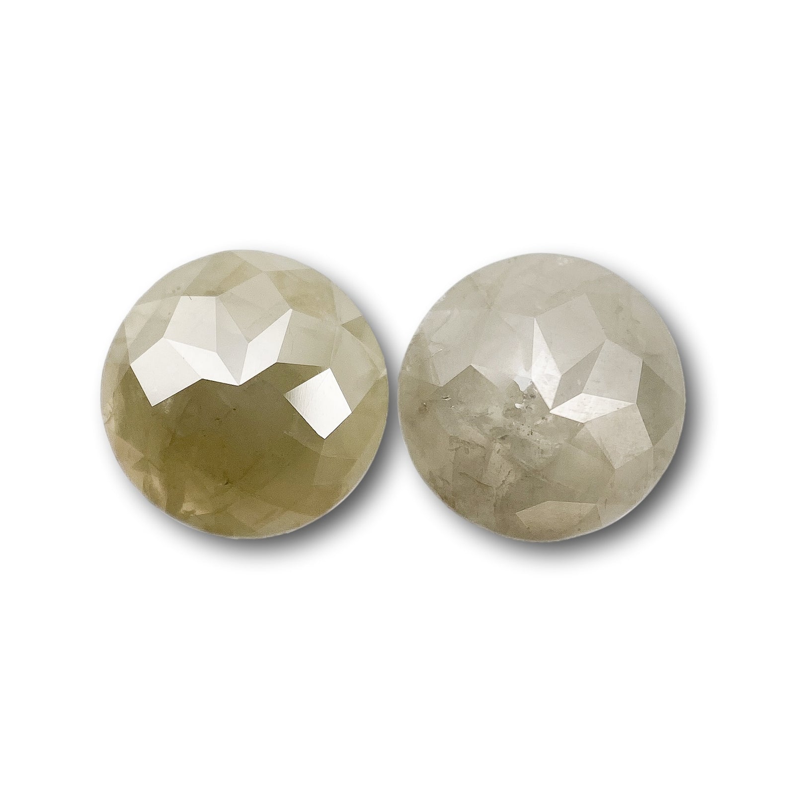 2.51cttw | Rustic  Round Shape Rose Cut Diamond Matched Pair - Modern Rustic Diamond