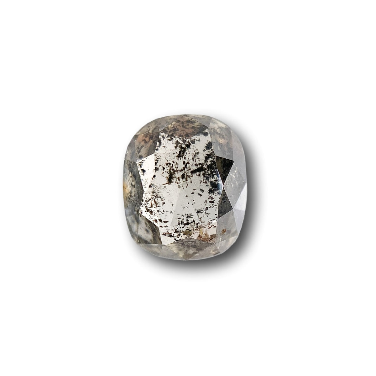 1.12ct | Salt &amp; Pepper Cushion Shape Rose Cut Diamond - Modern Rustic Diamond