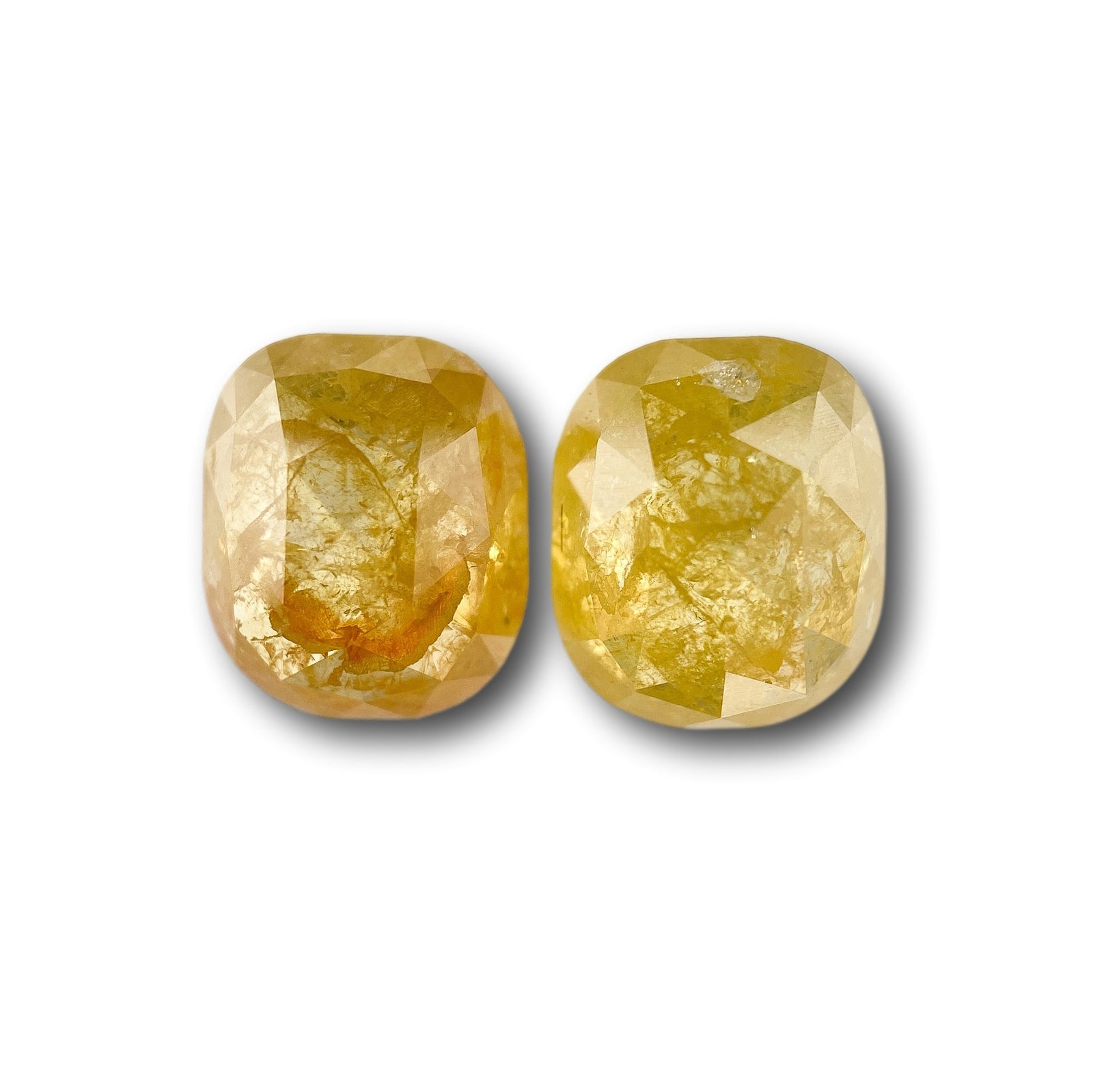 3.35cttw | Rustic  Cushion Shape Rose Cut Diamond Matched Pair - Modern Rustic Diamond