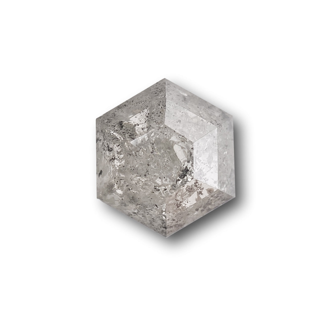 1.11ct | Salt & Pepper Hexagon Shape Rose Cut Diamond - Modern Rustic Diamond