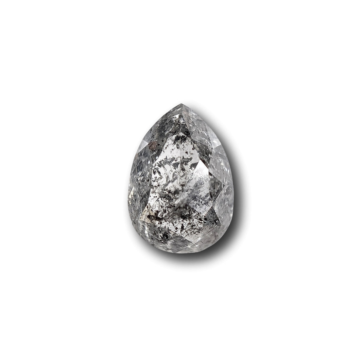 0.75ct | Salt &amp; Pepper Pear Shape Rose Cut Diamond - Modern Rustic Diamond