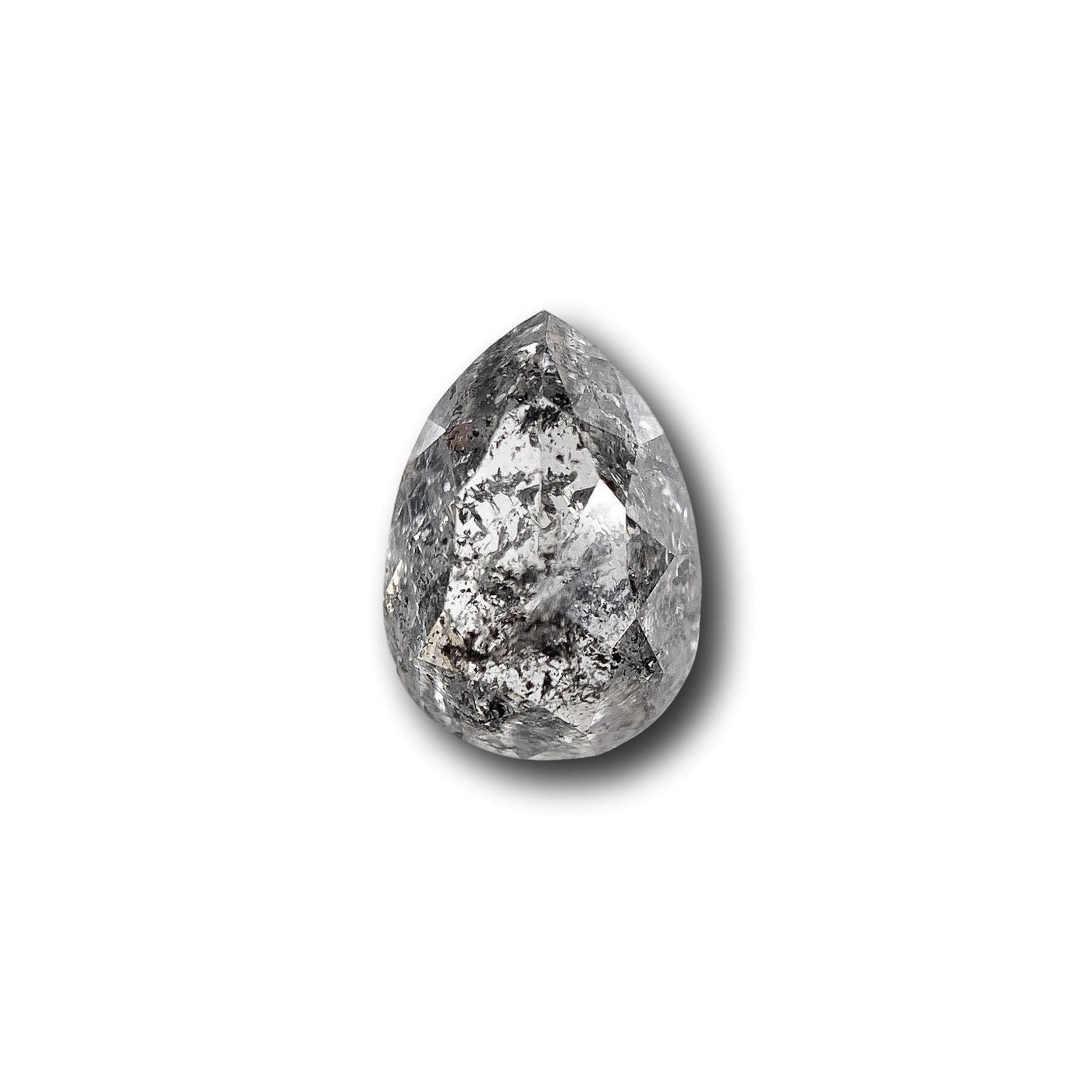 0.75ct | Salt & Pepper Pear Shape Rose Cut Diamond - Modern Rustic Diamond