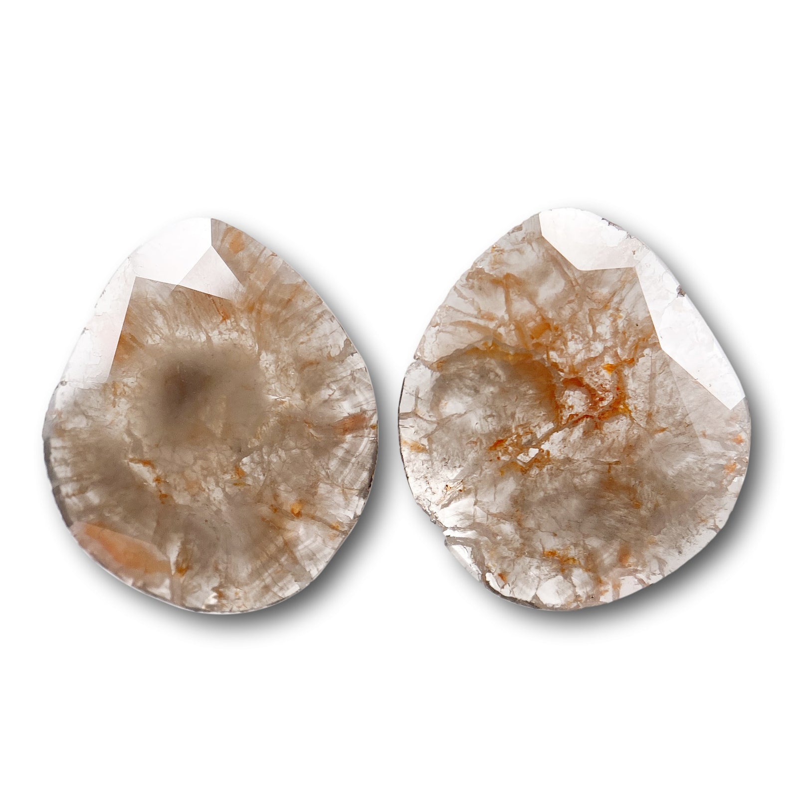 2.88cttw | Rstc  Pear Shape Rose Cut Diamond Matched Pair - Modern Rustic Diamond