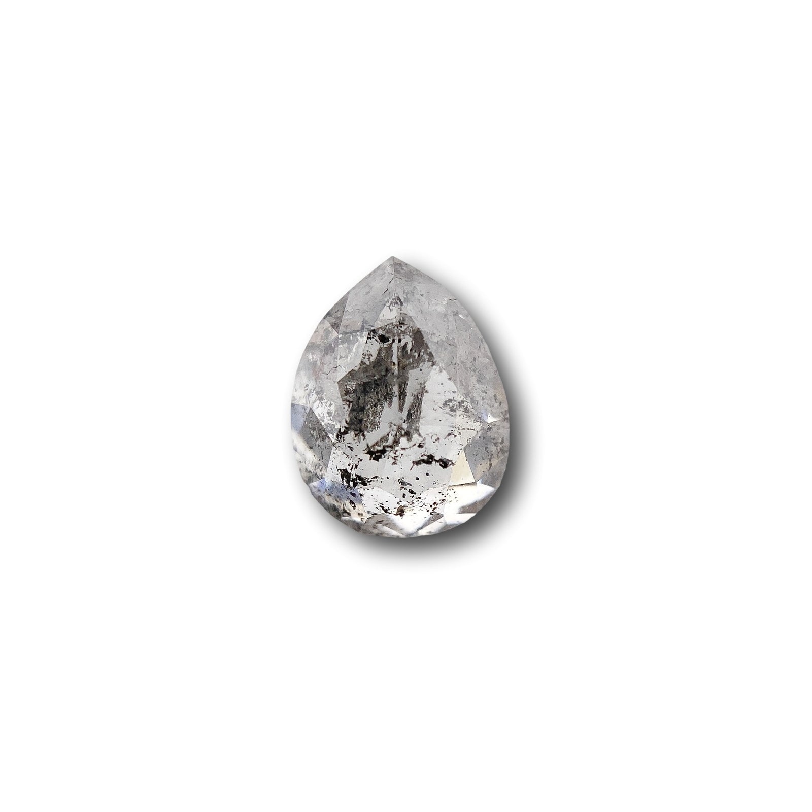 1.12ct | Salt & Pepper Pear Shape Rose Cut Diamond - Modern Rustic Diamond