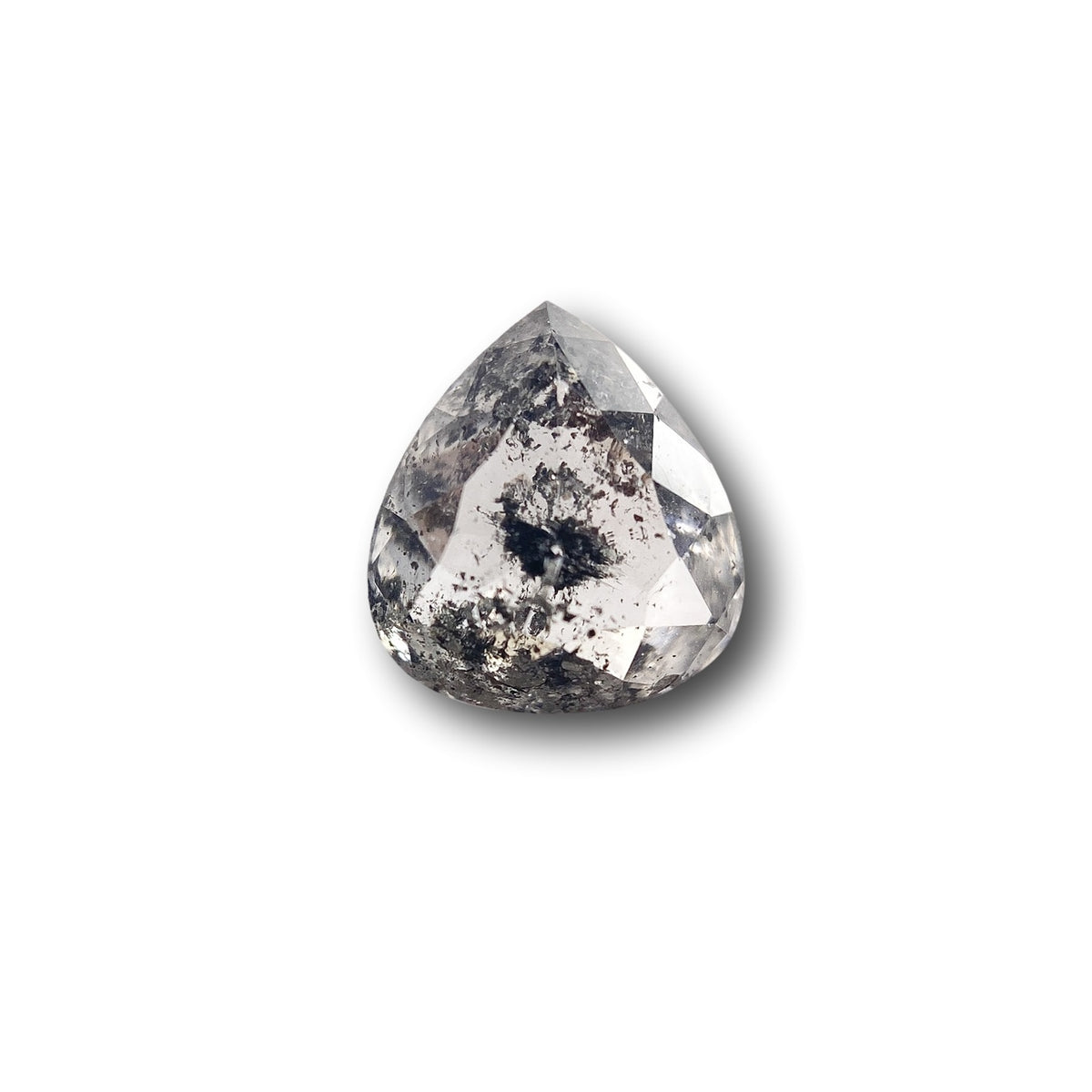 1.36ct | Salt &amp; Pepper Pear Shape Rose Cut Diamond - Modern Rustic Diamond