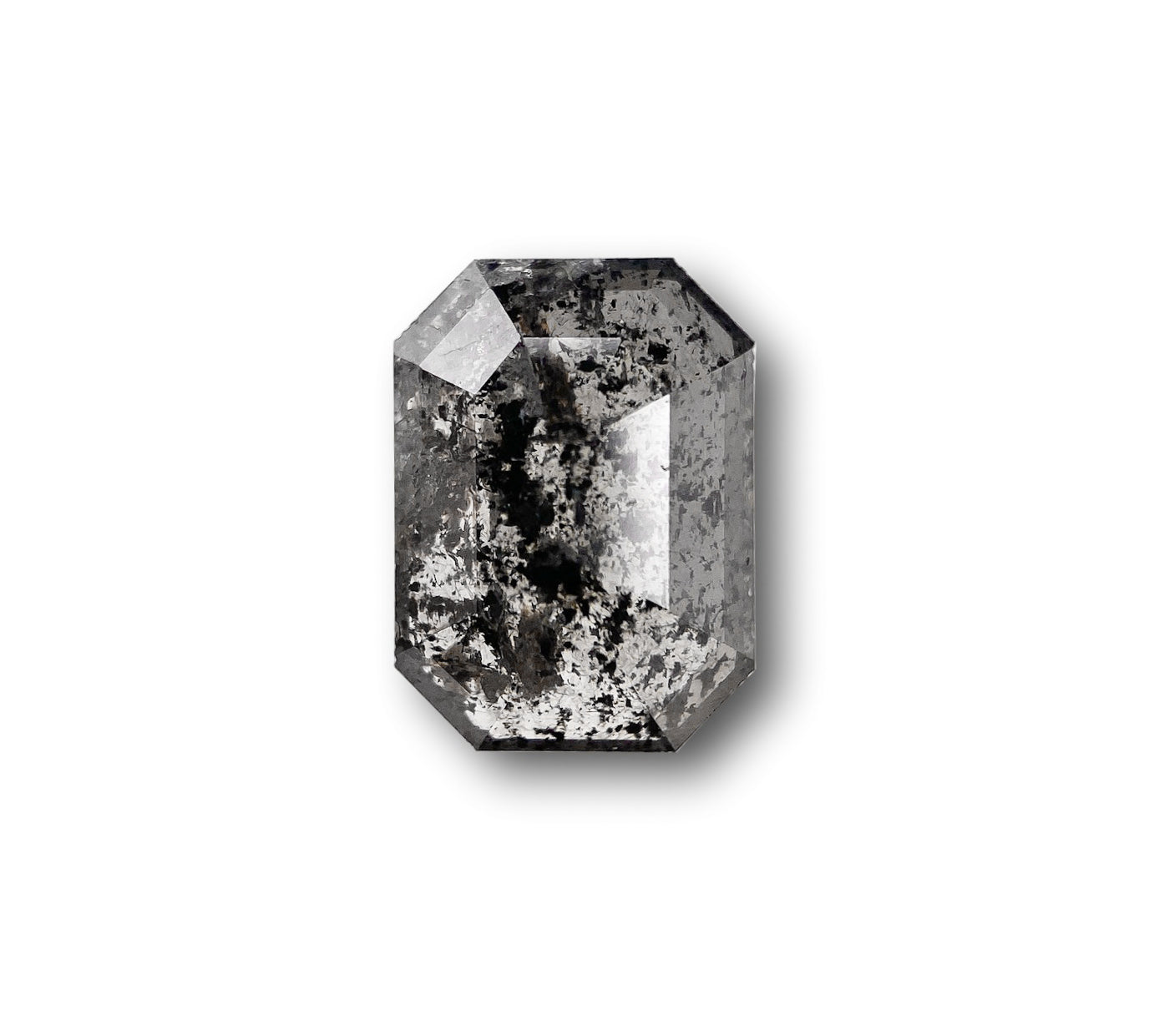 0.95ct | Salt & Pepper Emerald Shape Step Cut Diamond - Modern Rustic Diamond
