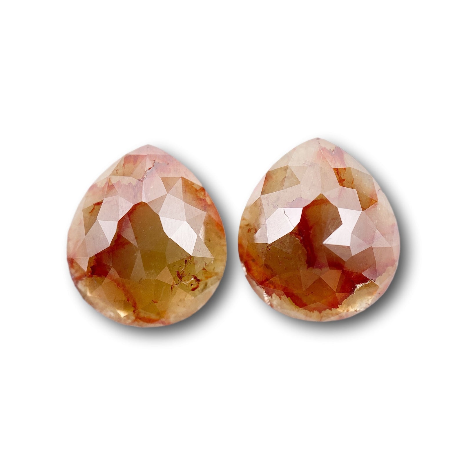 5.86cttw | Salt & Pepper Pear Shape Rose Cut Diamond Matched Pair - Modern Rustic Diamond