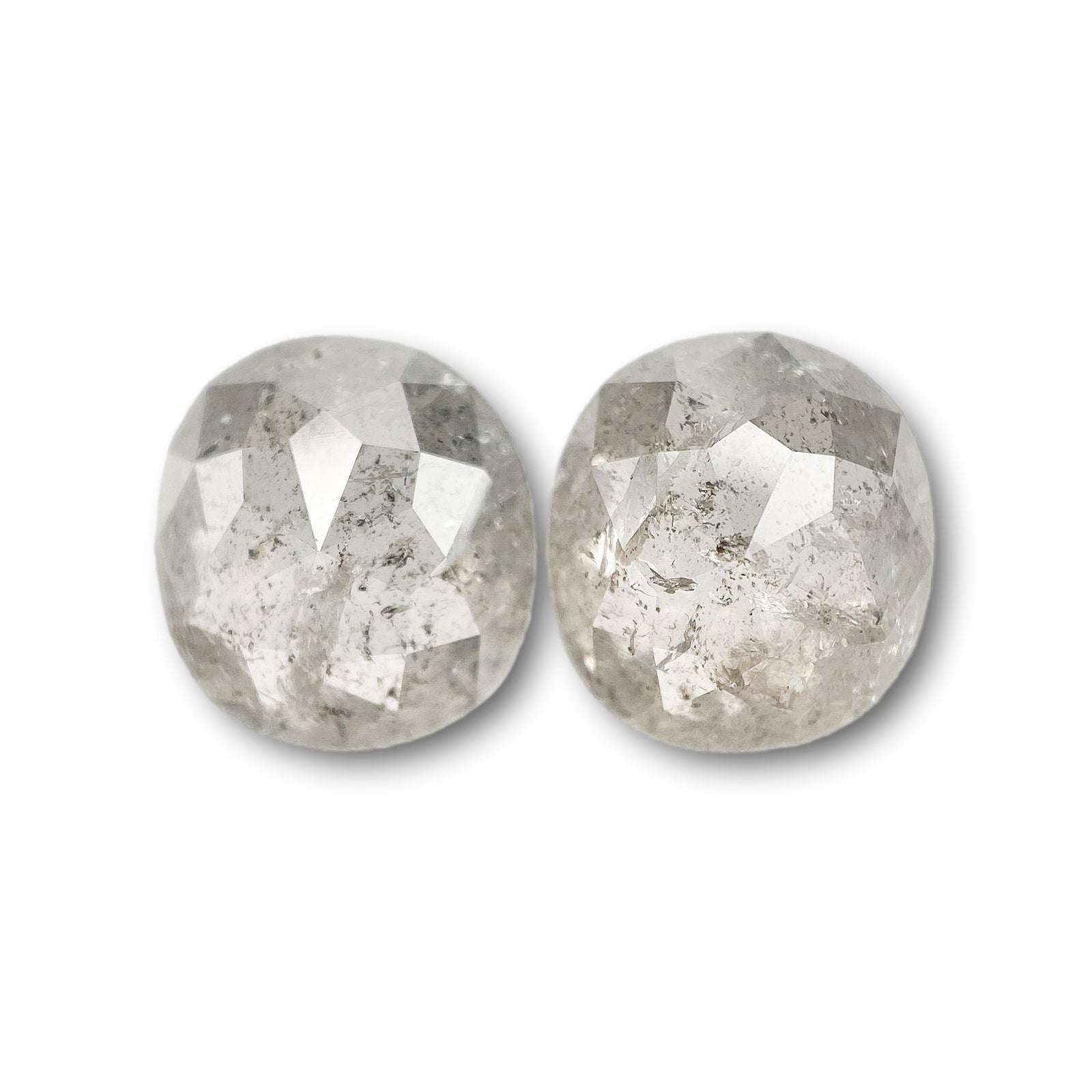 3.38cttw | Rustic Cushion Shape Rose Cut Diamond Matched Pair - Modern Rustic Diamond