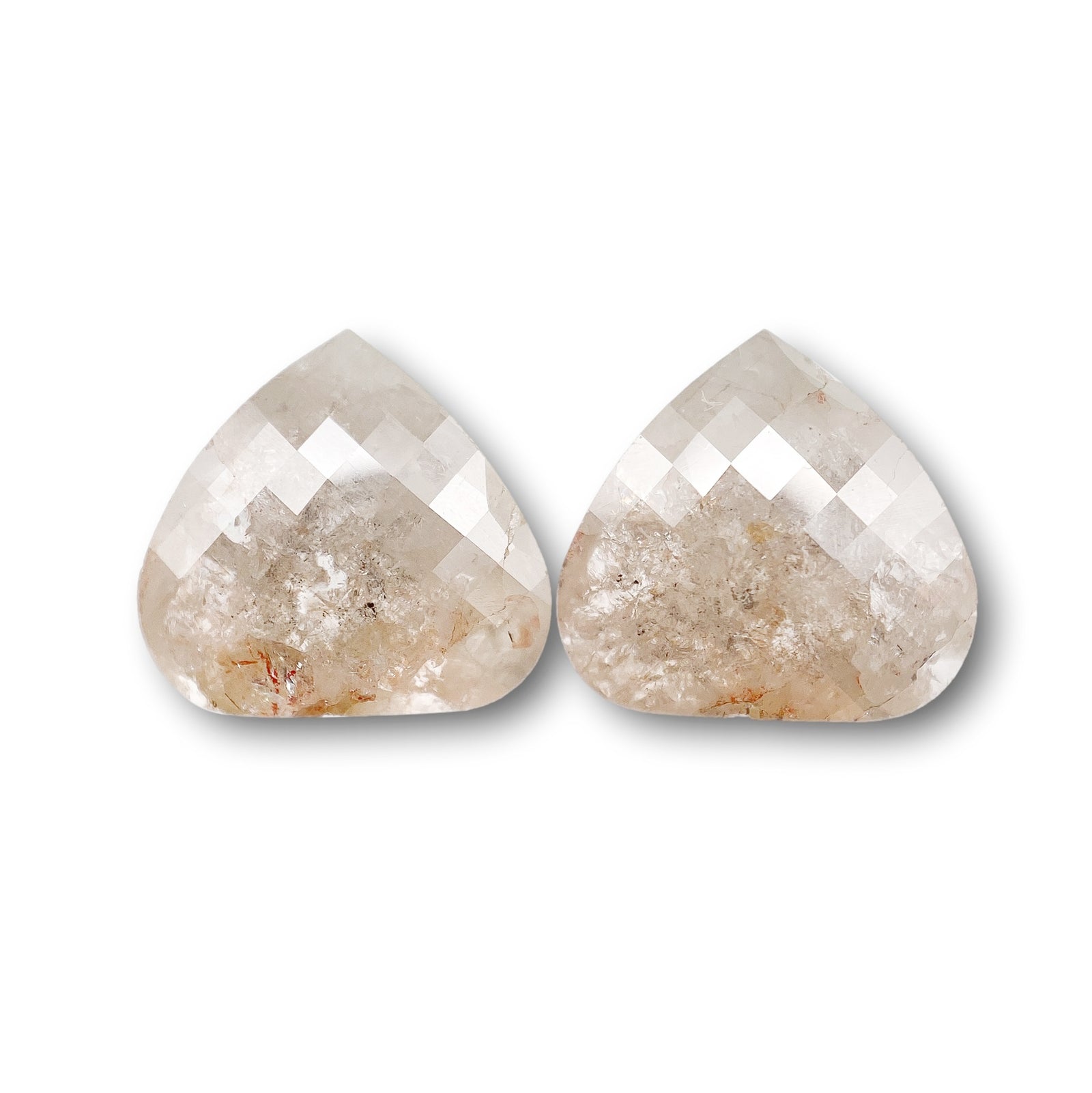 3.99cttw | Rustic  Pear Shape Rose Cut Diamond Matched Pair - Modern Rustic Diamond