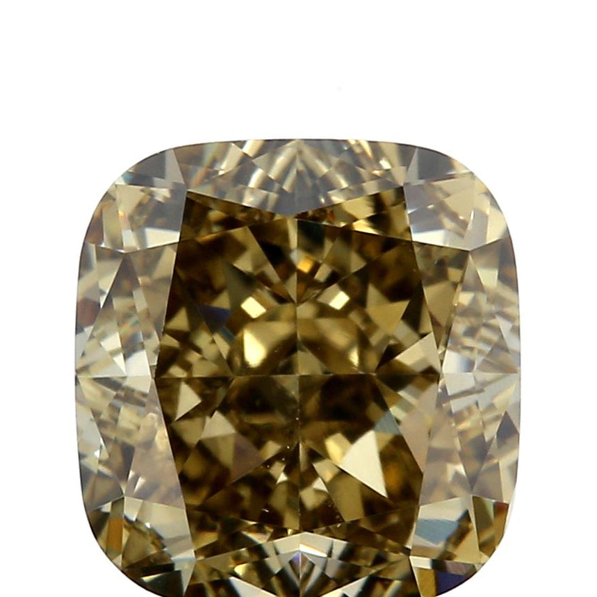 2.01ct | Fancy Dark Brown-Greenish Yellow VS1 Cushion Shape Brilliant Cut Diamond (GIA) - Modern Rustic Diamond