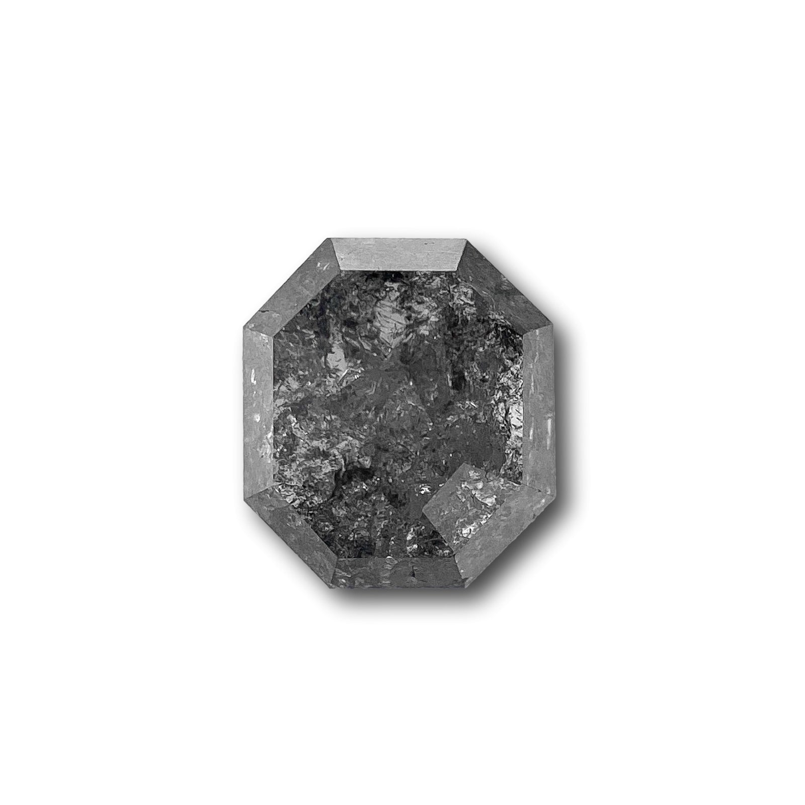 0.89ct | Salt & Pepper Emerald Shape Step Cut Diamond - Modern Rustic Diamond