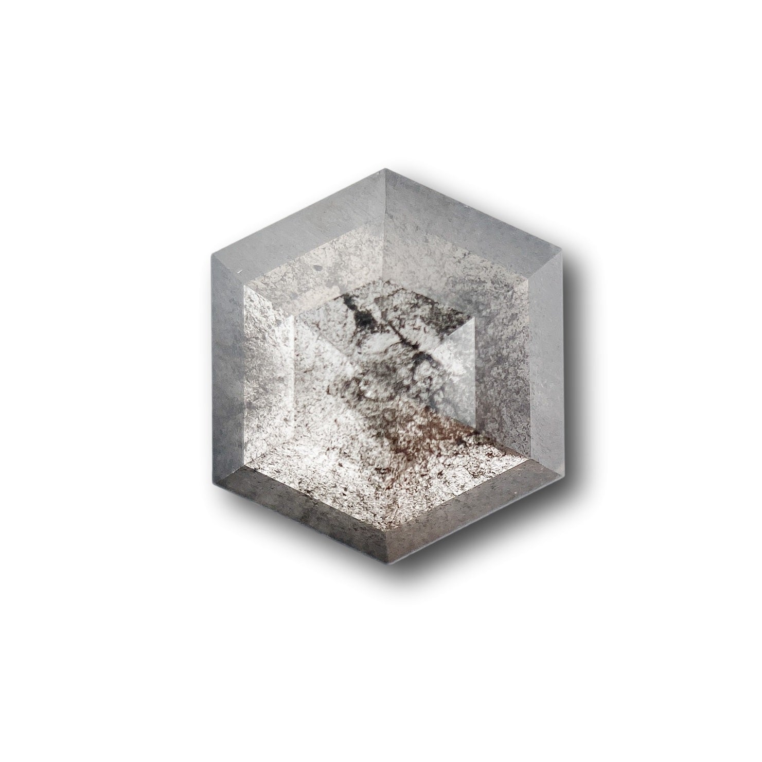 3.48ct | Salt & Pepper Hexagon Shape Rose Cut Diamond - Modern Rustic Diamond