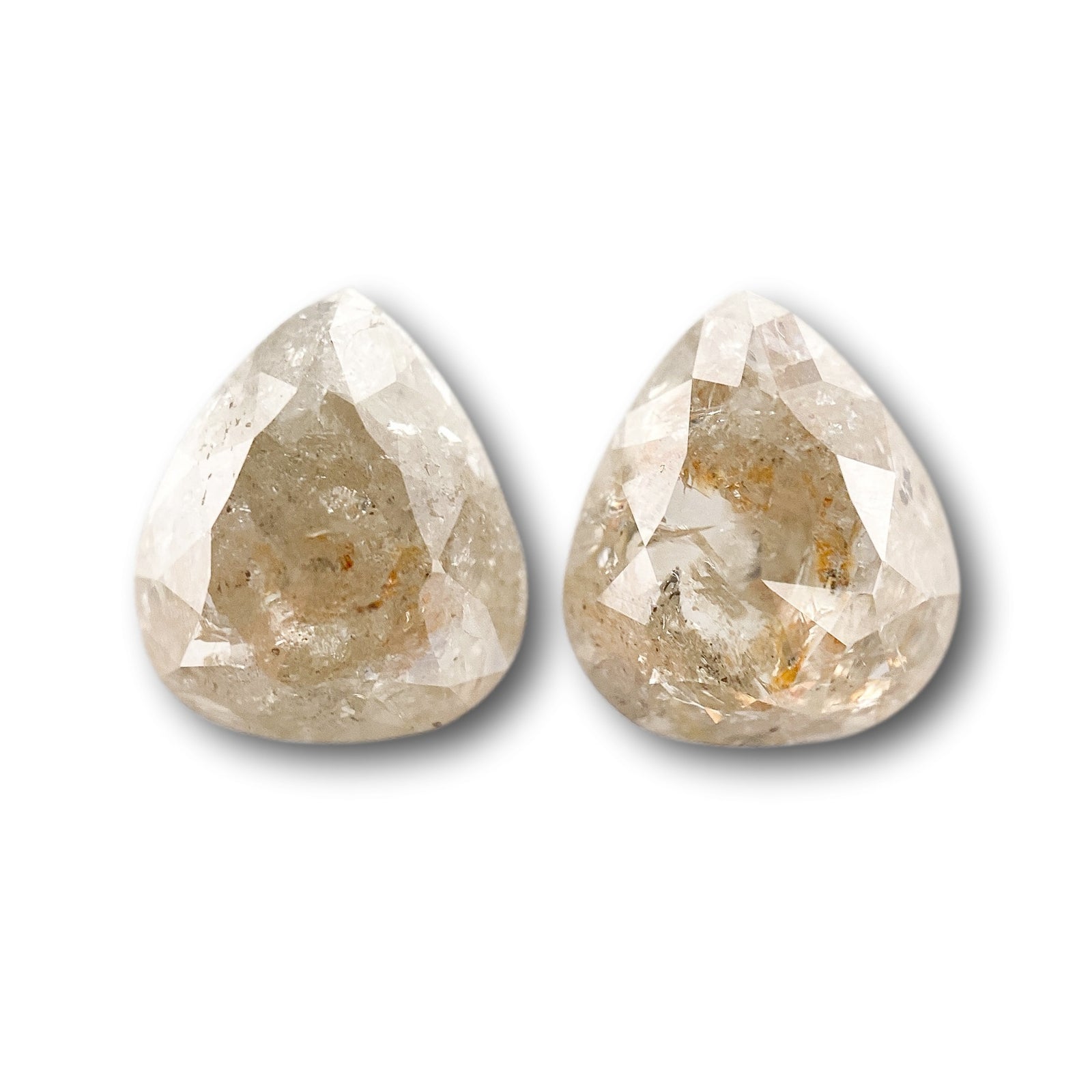 2.70cttw | Rustic Pear Shape Rose Cut Diamond Matched Pair - Modern Rustic Diamond