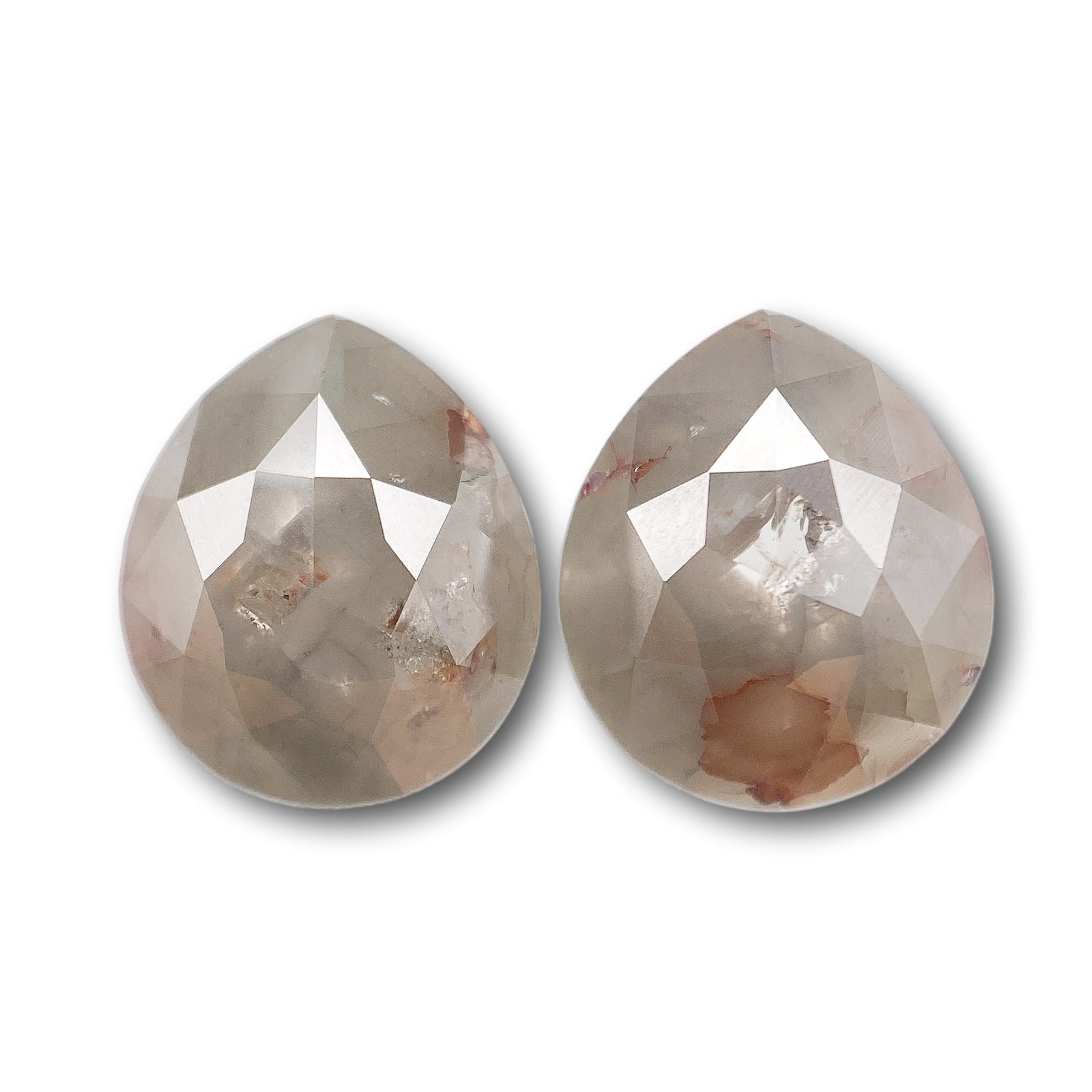 5.08cttw | Rustic  Pear Shape Rose Cut Diamond Matched Pair - Modern Rustic Diamond