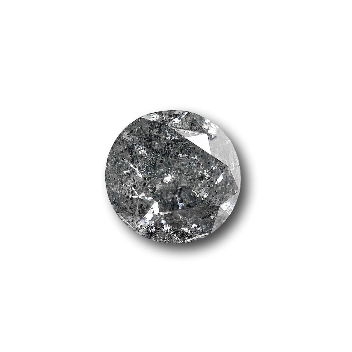 1.00ct | Salt &amp; Pepper Round Shape Brilliant Cut Diamond - Modern Rustic Diamond