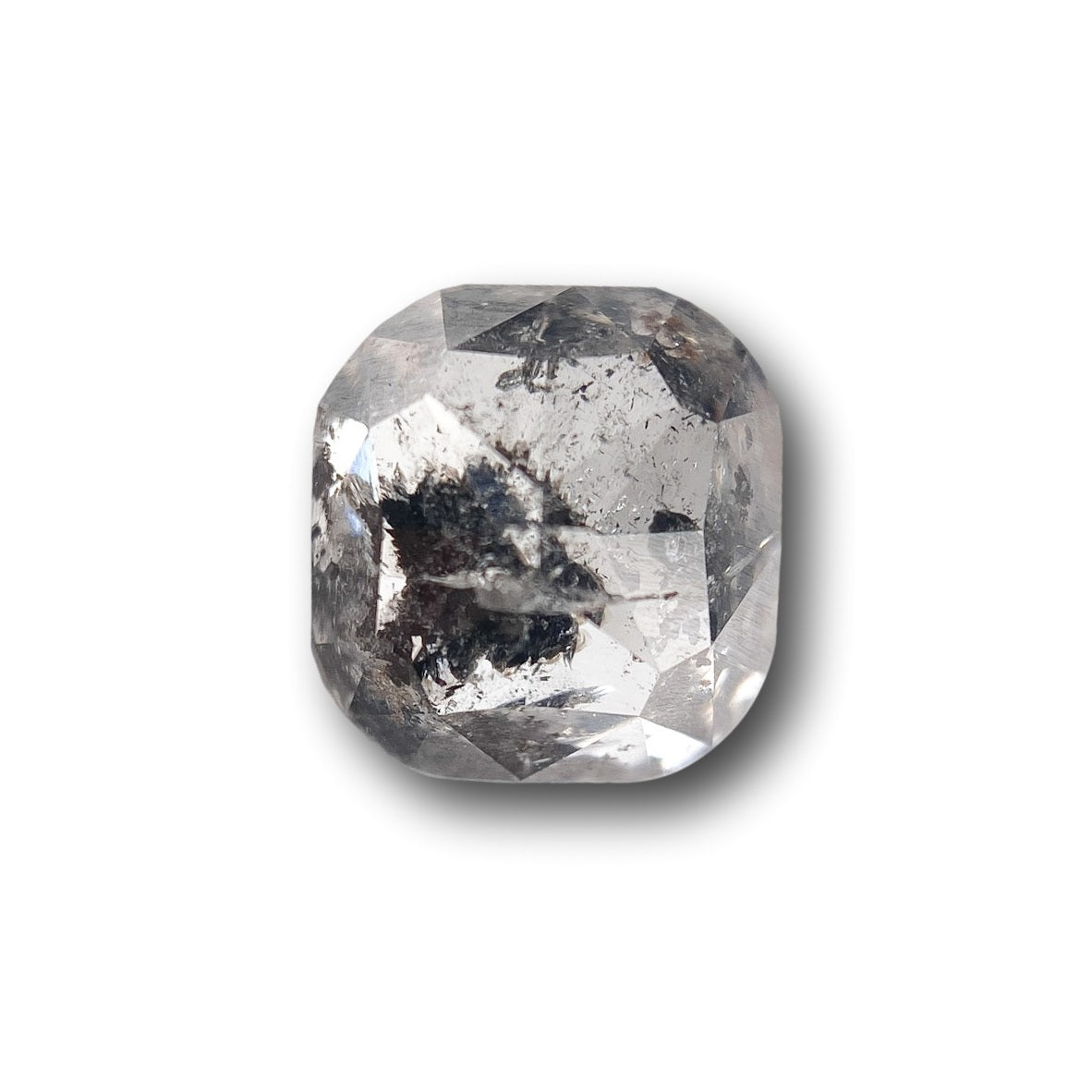 1.48ct | Salt &amp; Pepper Cushion Shape Rose Cut Diamond - Modern Rustic Diamond