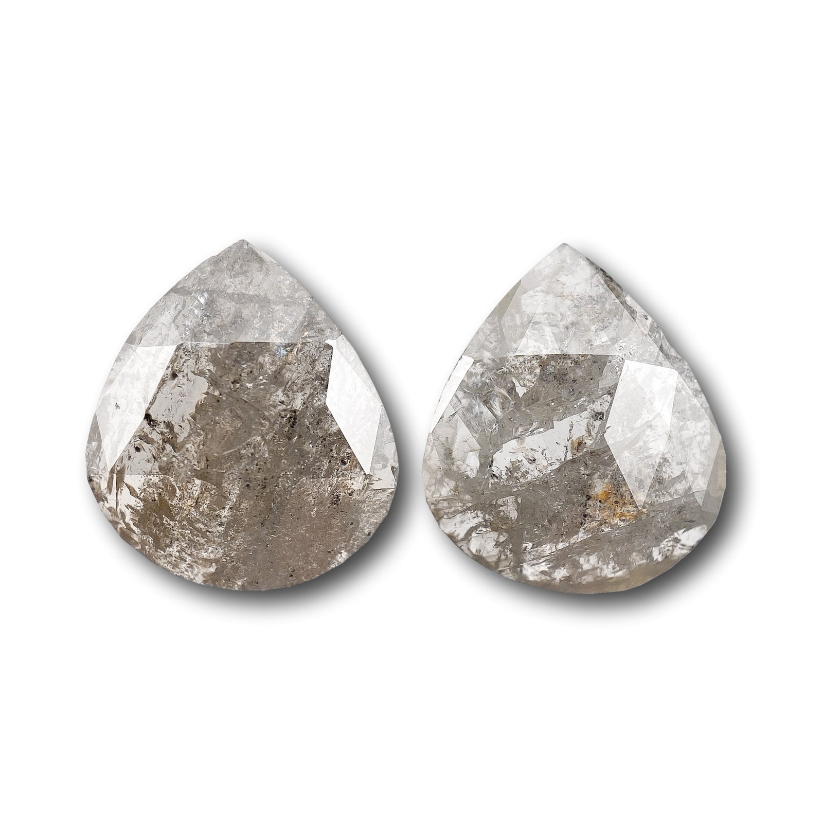 3.00cttw | Rustic  Pear Shape Rose Cut Diamond Matched Pair - Modern Rustic Diamond