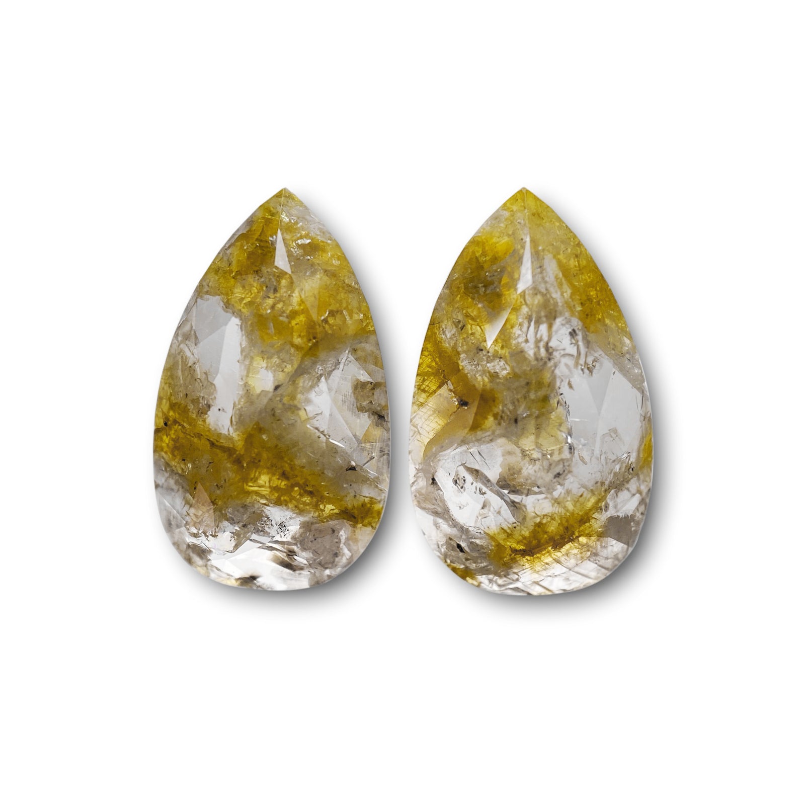 4.66cttw | Salt & Pepper Pear Shape Rose Cut Diamond Matched Pair - Modern Rustic Diamond