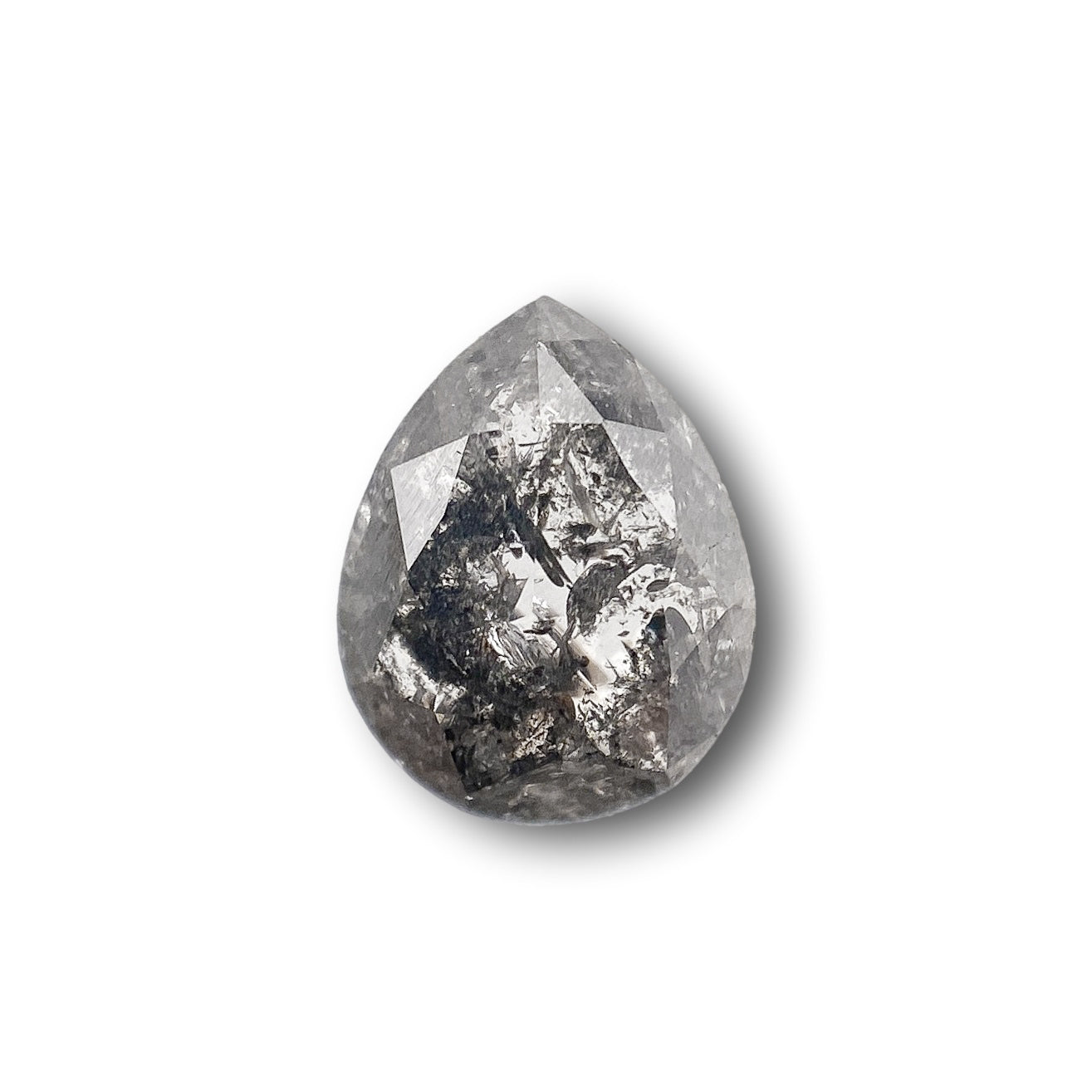 0.81ct | Salt & Pepper Pear Shape Rose Cut Diamond - Modern Rustic Diamond