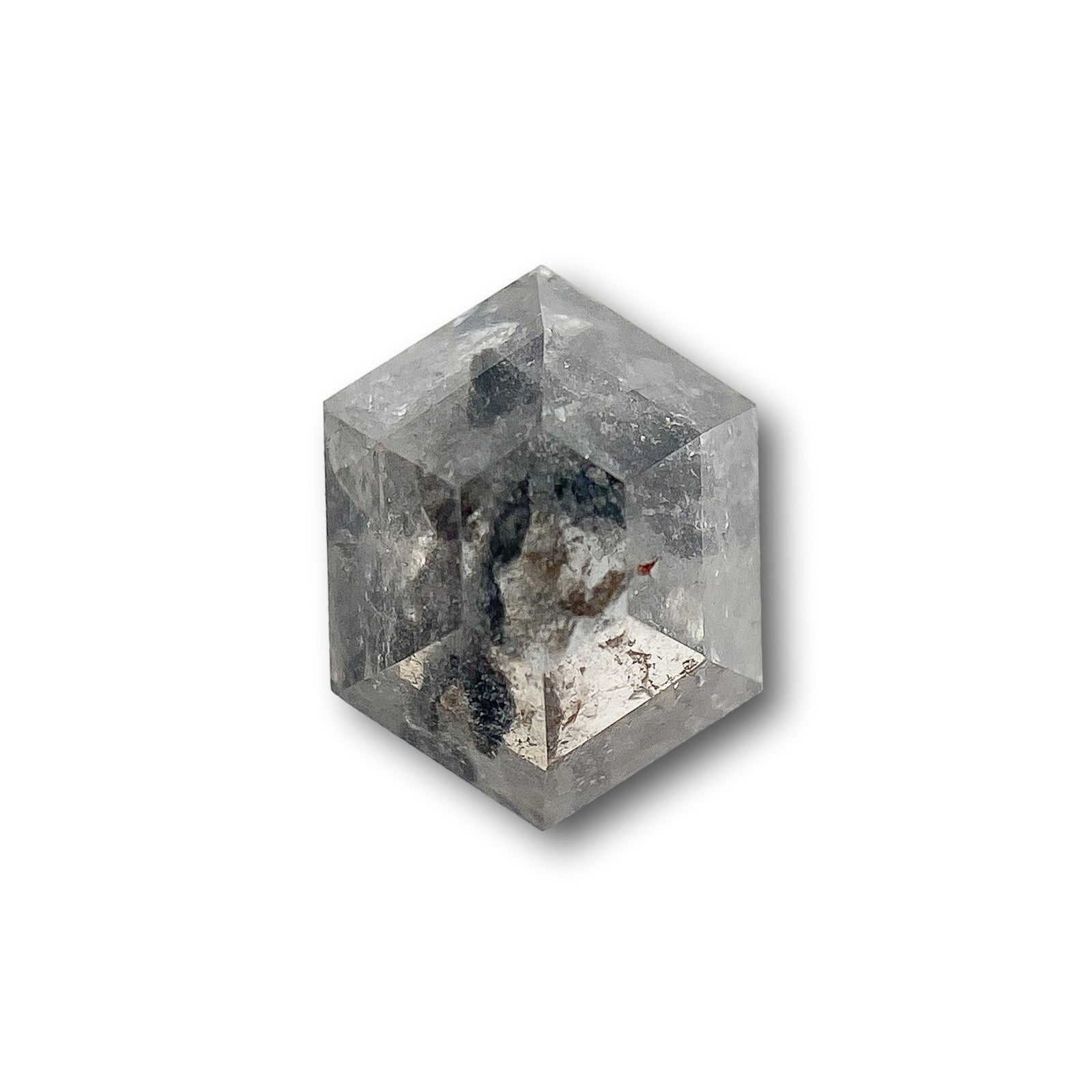 0.65ct | Salt & Pepper Hexagon Shape Rose Cut Diamond - Modern Rustic Diamond