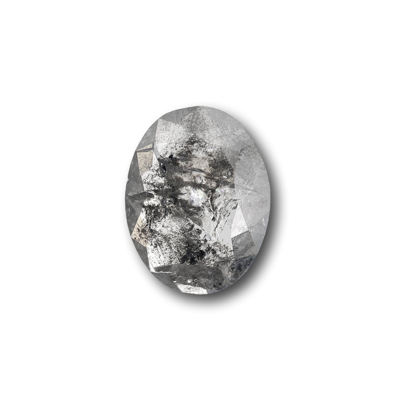 1.11ct | Salt & Pepper Oval Shape Rose Cut Diamond - Modern Rustic Diamond