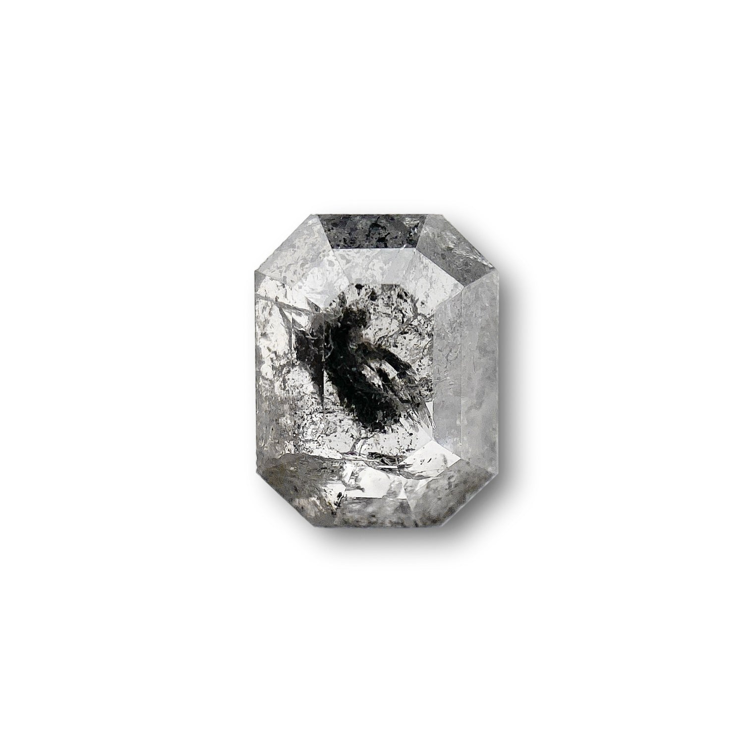 0.70ct | Salt & Pepper Emerald Shape Step Cut Diamond - Modern Rustic Diamond