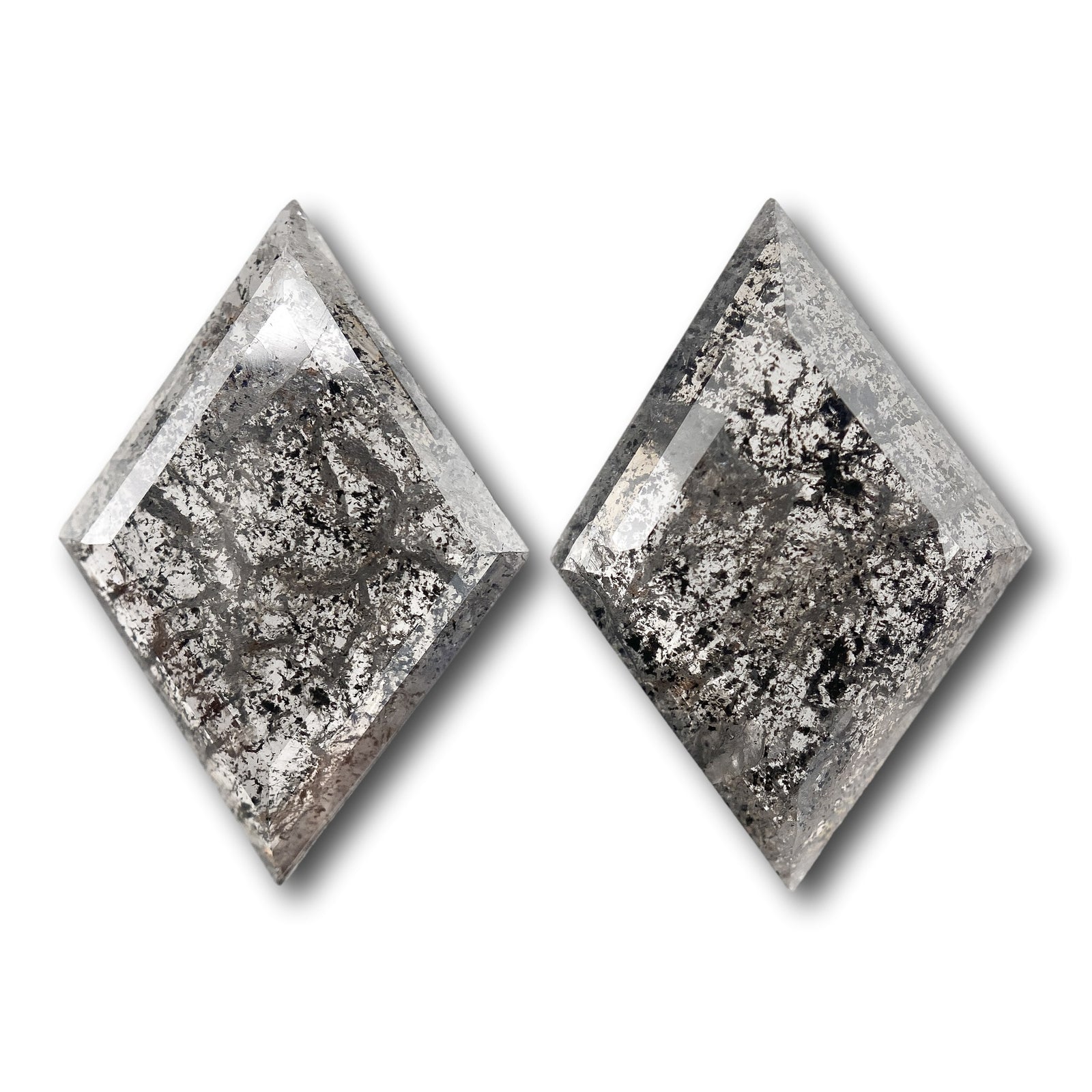 6.58cttw | Rustic Lozenge Shape Rose Cut Diamond Matched Pair - Modern Rustic Diamond