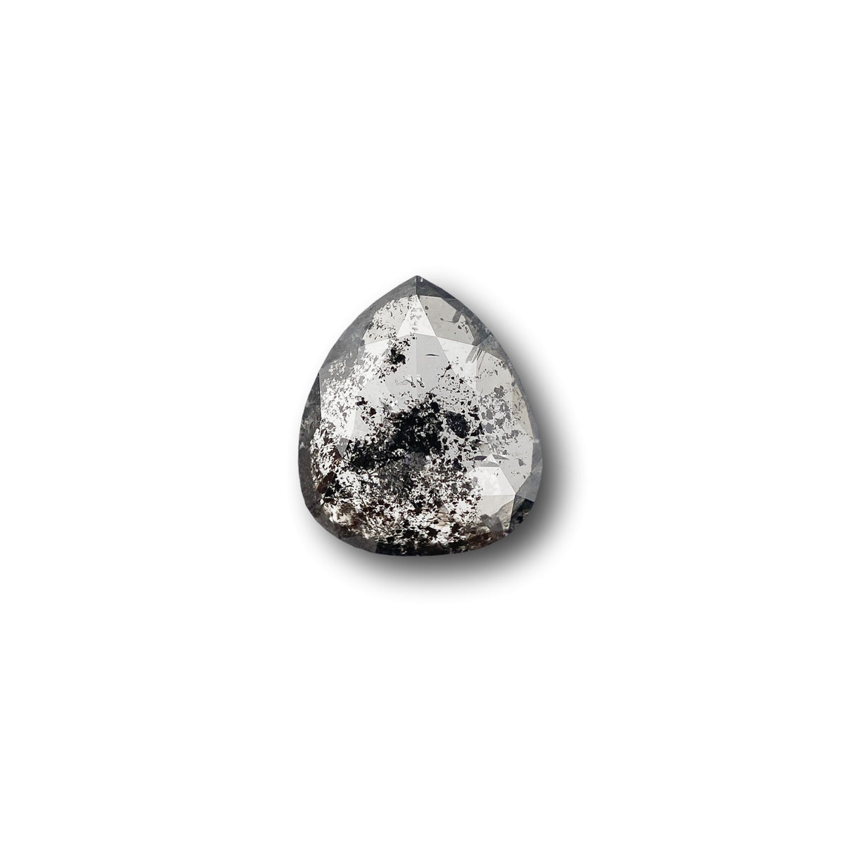 1.14ct | Salt &amp; Pepper Pear Shape Rose Cut Diamond - Modern Rustic Diamond