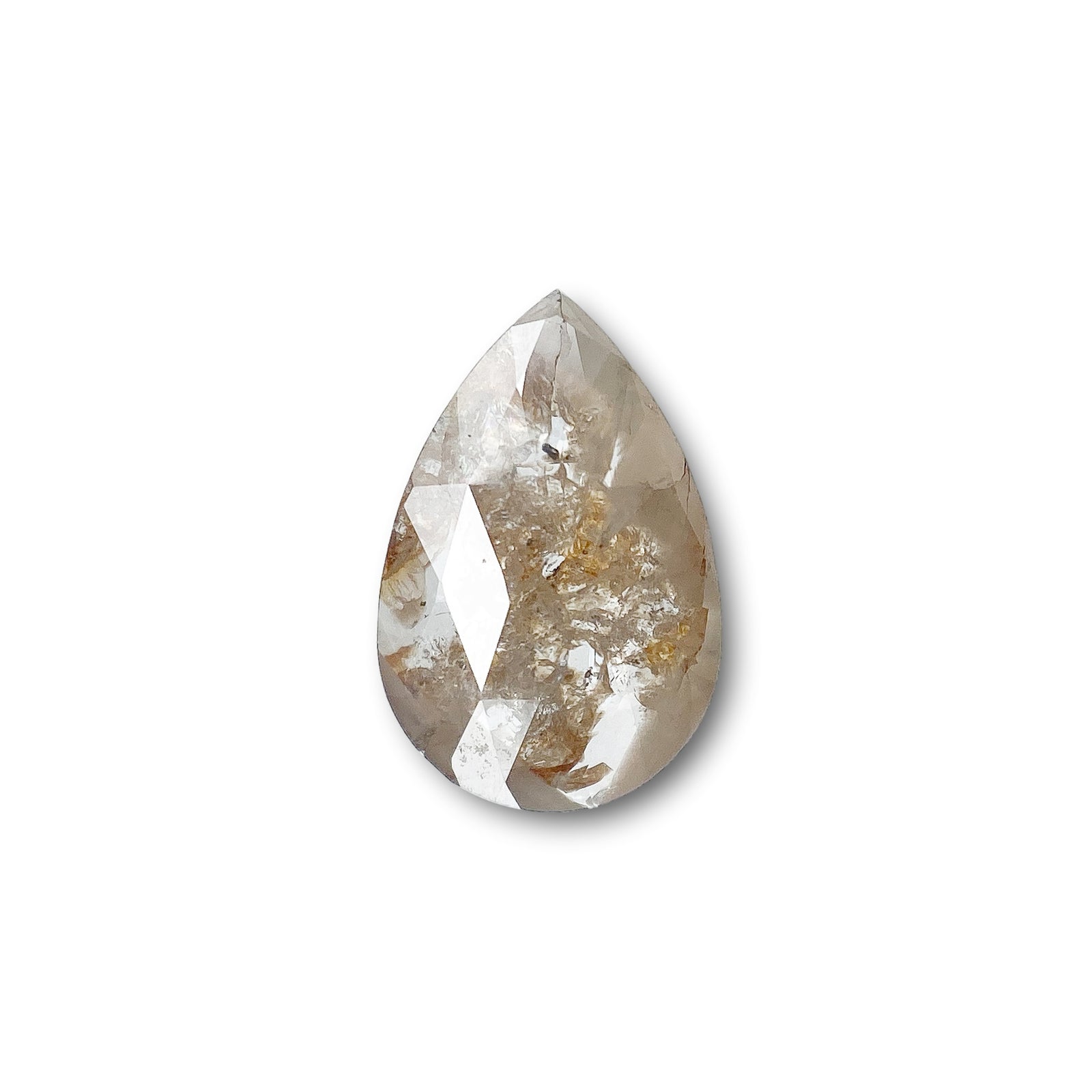 0.83ct | Salt & Pepper Pear Shape Rose Cut Diamond - Modern Rustic Diamond