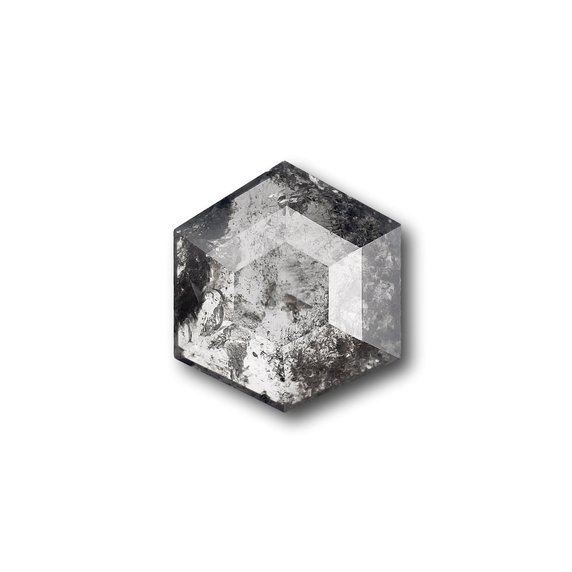 0.88ct | Salt & Pepper Hexagon Shape Rose Cut Diamond - Modern Rustic Diamond