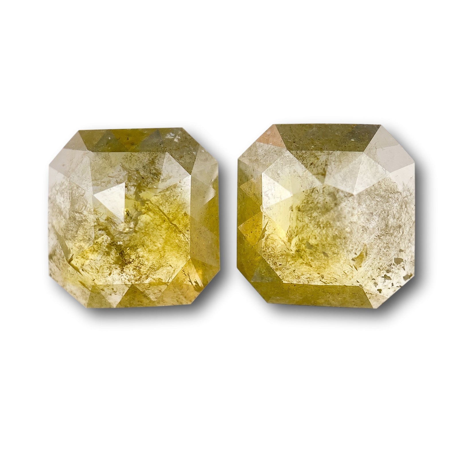 2.96cttw | Salt & Pepper Asscher Shape Step Cut Diamond Matched Pair - Modern Rustic Diamond