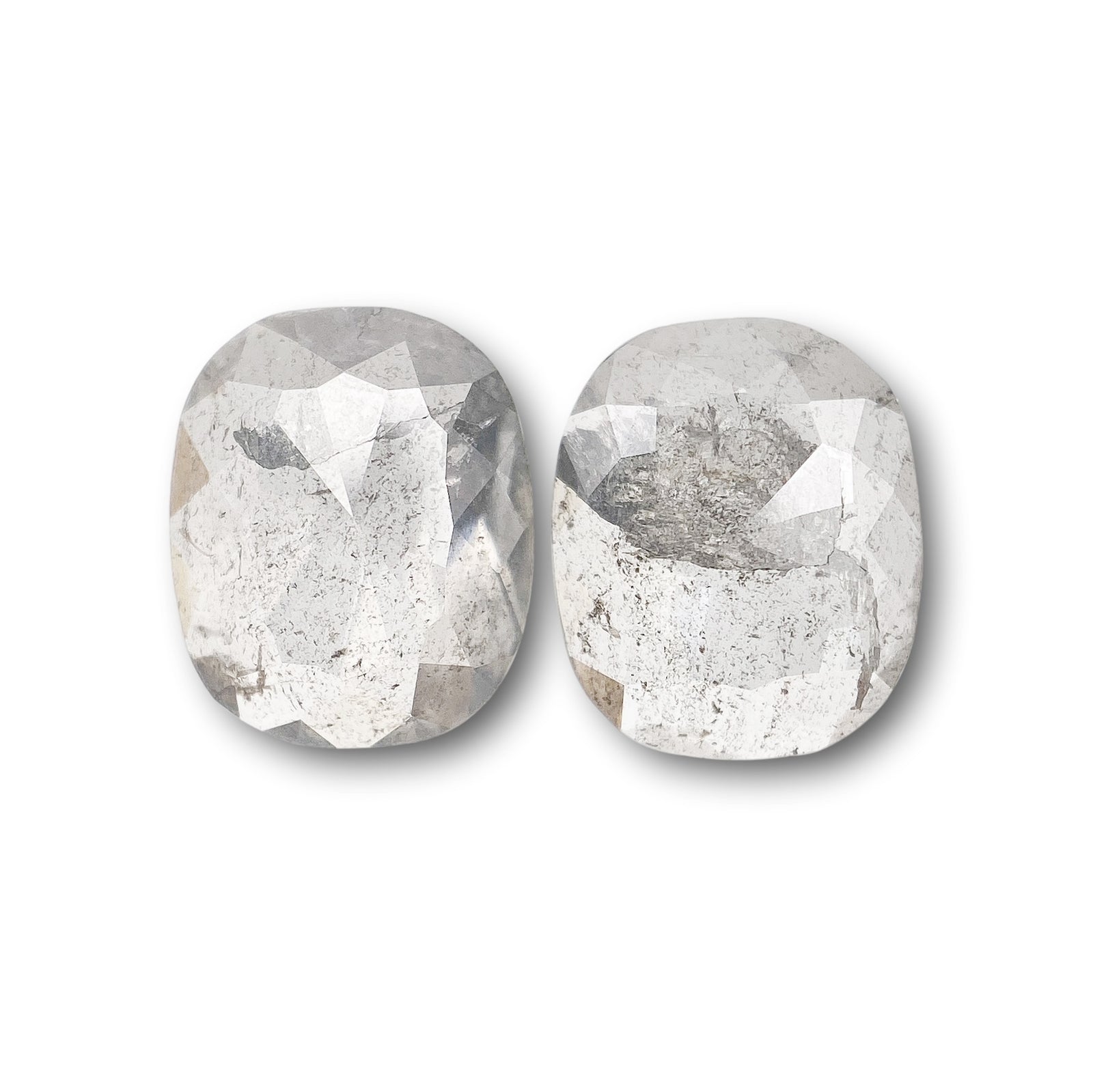1.87cttw | Rustic Cushion Shape Rose Cut Diamond Matched Pair - Modern Rustic Diamond