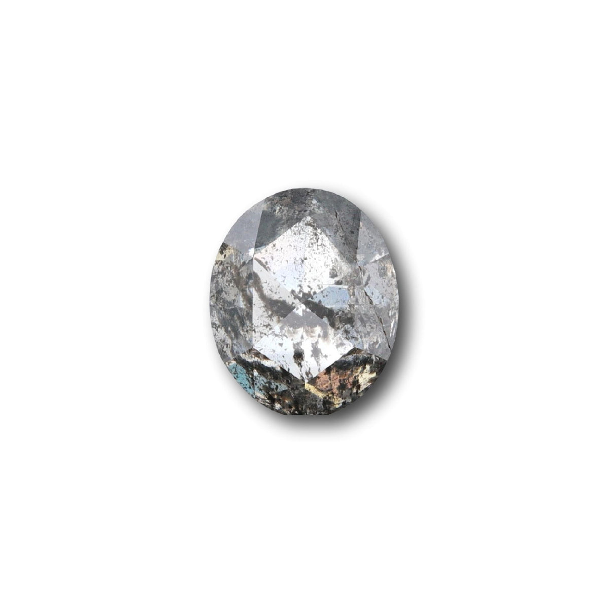 1.18ct | Salt &amp; Pepper Oval Shape Rose Cut Diamond - Modern Rustic Diamond