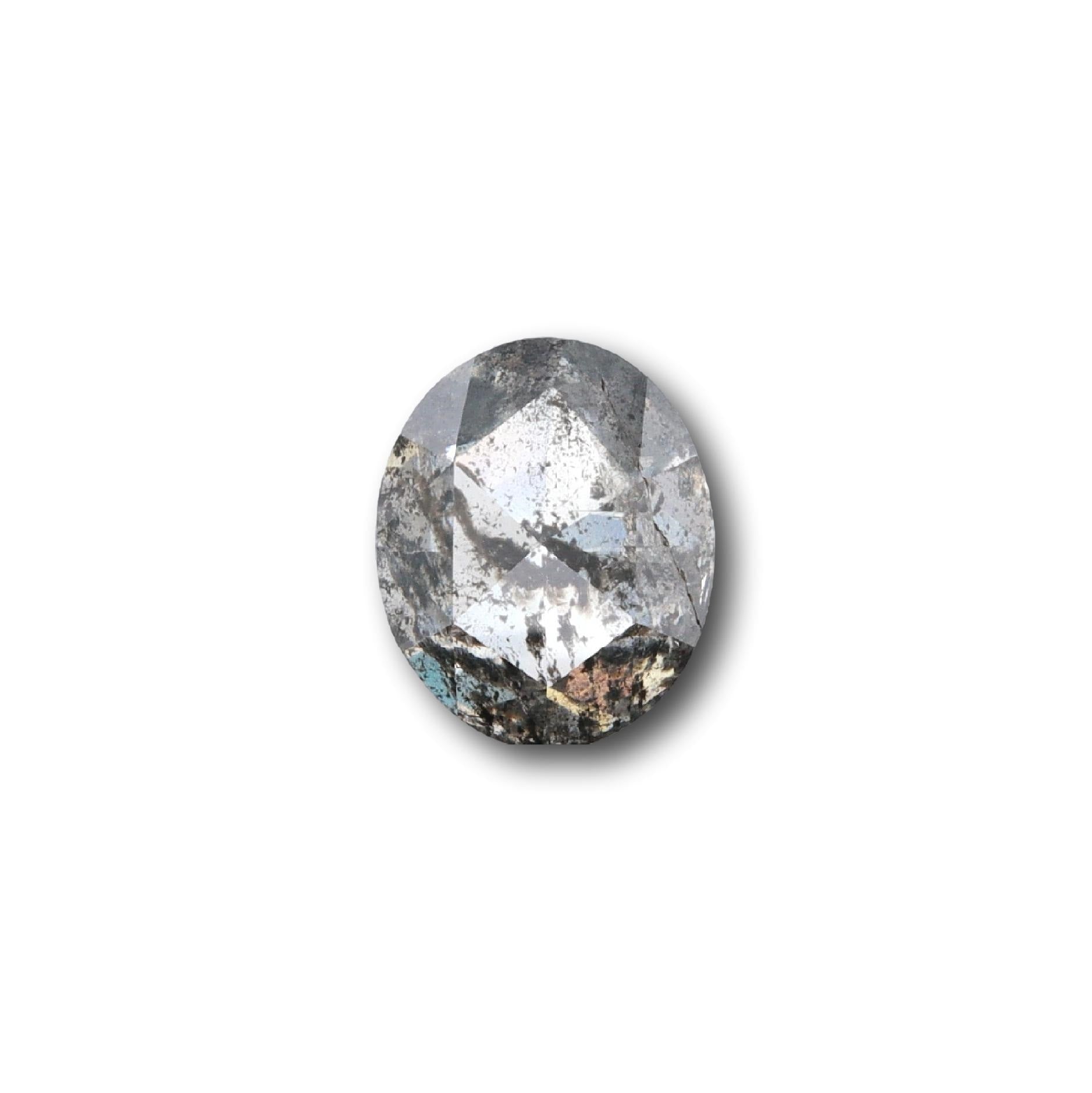 1.18ct | Salt & Pepper Oval Shape Rose Cut Diamond - Modern Rustic Diamond