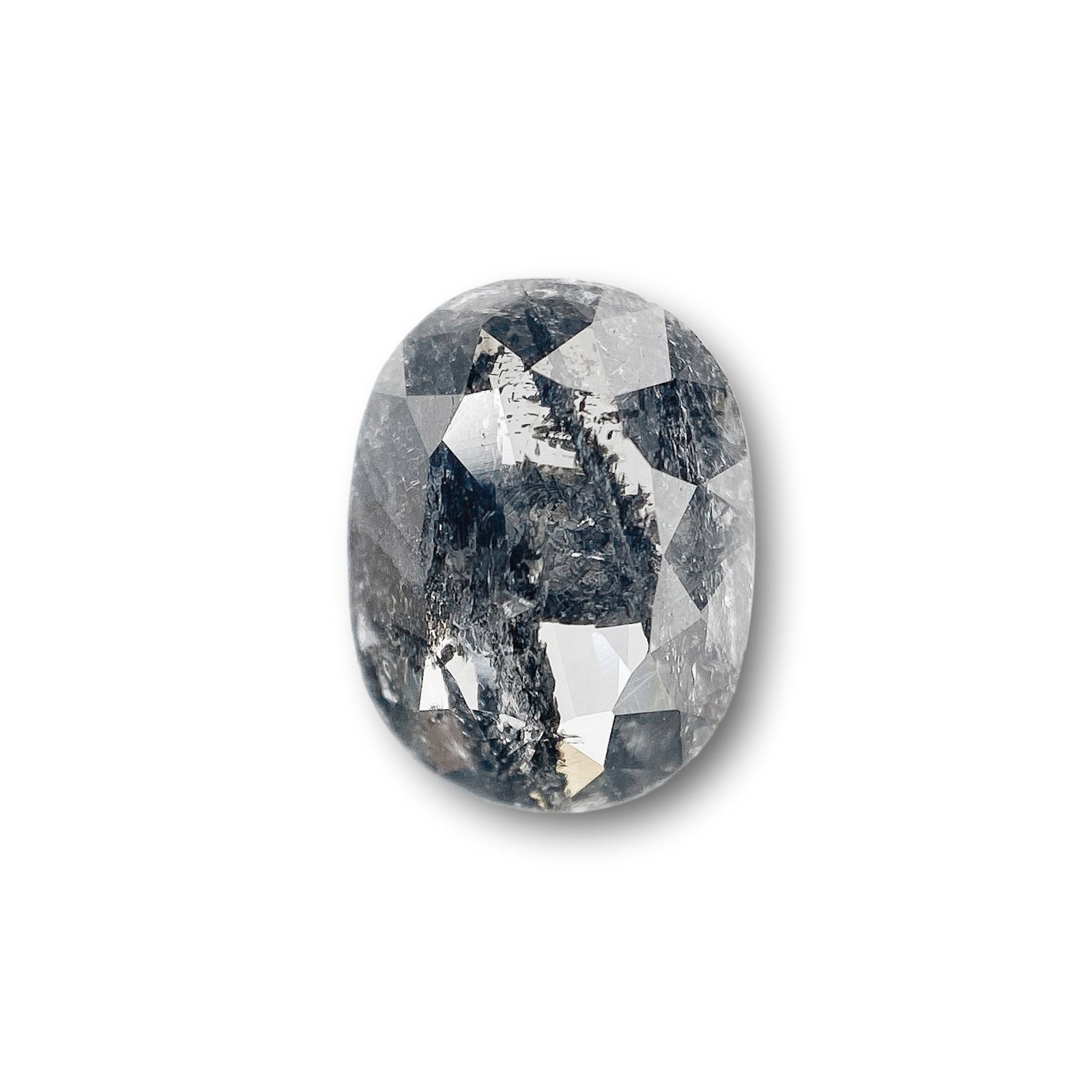 1.34ct | Salt & Pepper Oval Shape Rose Cut Diamond - Modern Rustic Diamond