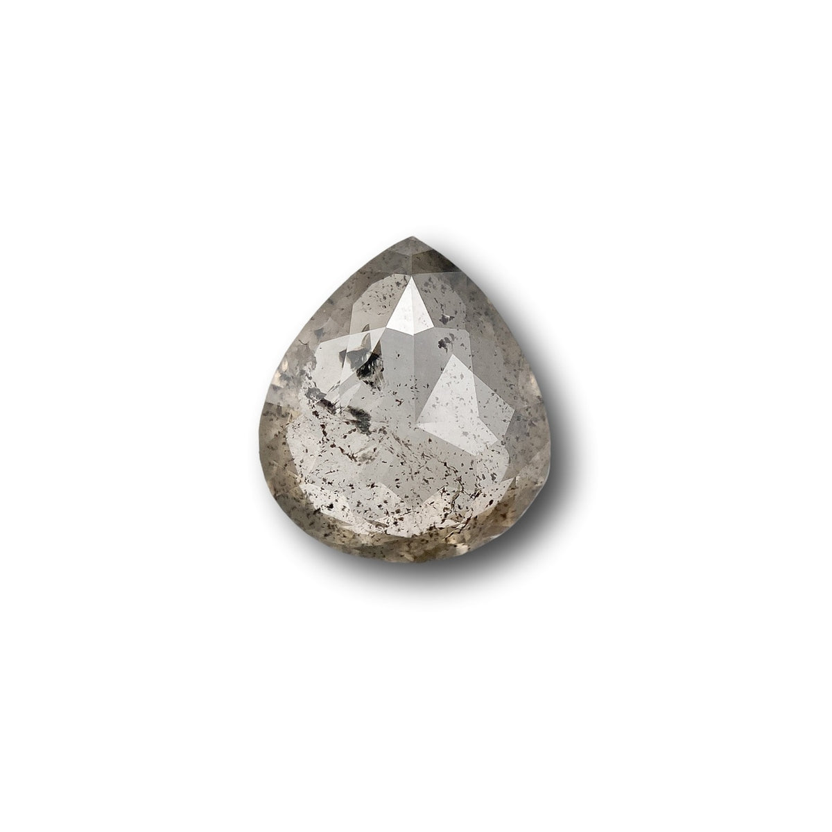 1.64ct | Salt &amp; Pepper Pear Shape Rose Cut Diamond - Modern Rustic Diamond