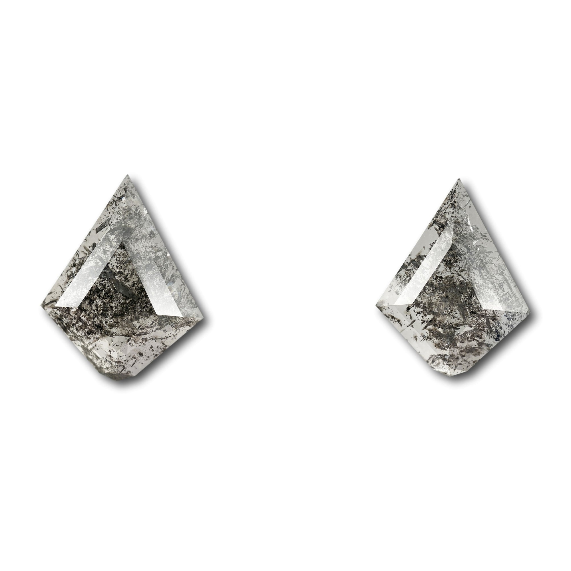 7.76cttw | Salt & Pepper Kite Shape Rose Cut Diamond Matched Pair - Modern Rustic Diamond