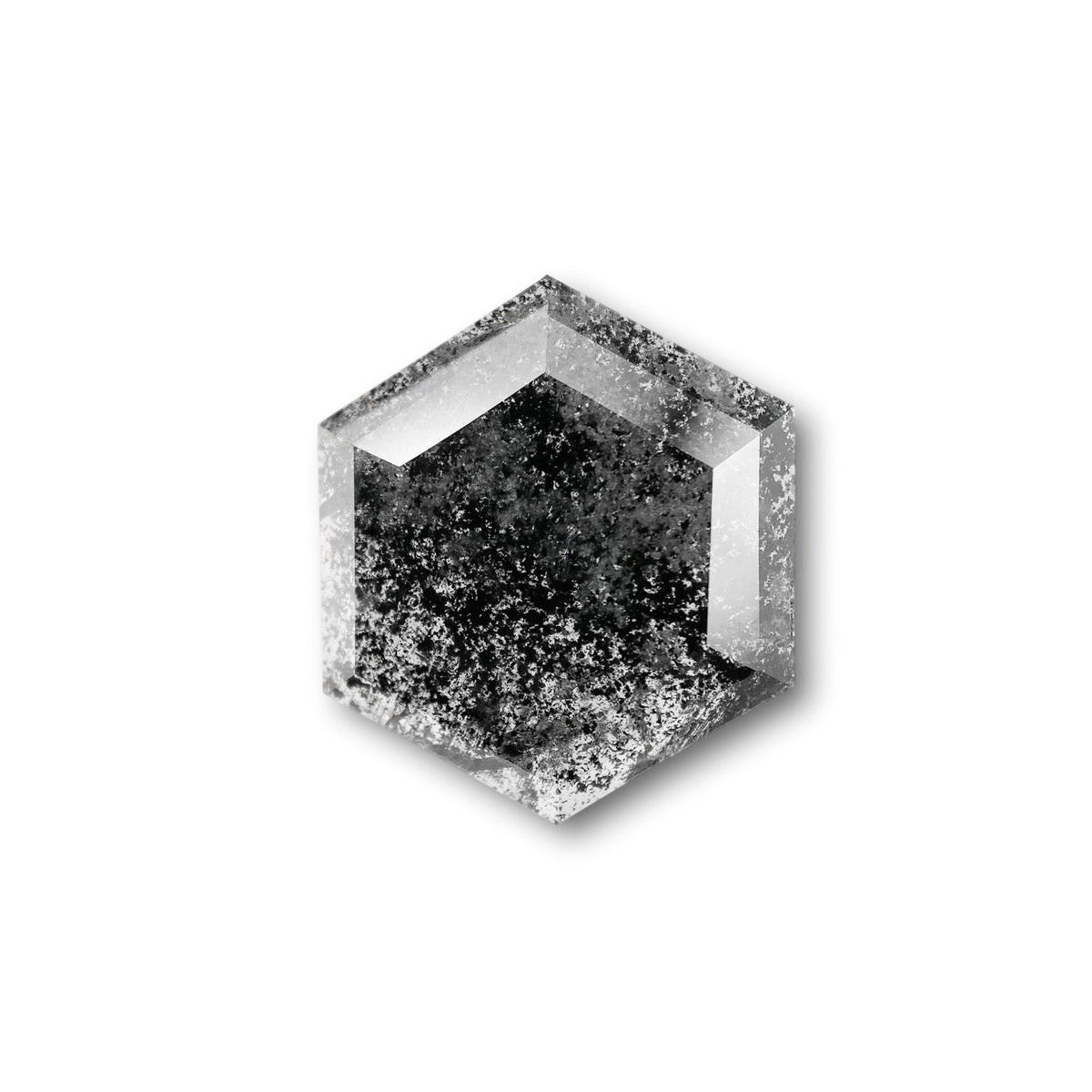 3.91ct | Salt &amp; Pepper Hexagon Shape Rose Cut Diamond - Modern Rustic Diamond