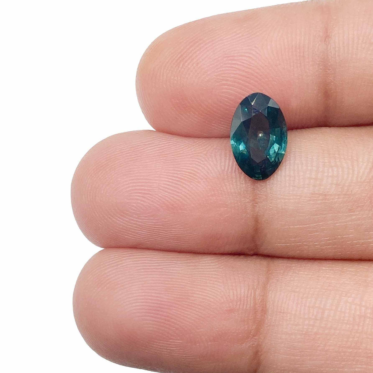 1.65ct | Brilliant Cut Moval Shape Green Blue Montana Sapphire-Modern Rustic Diamond